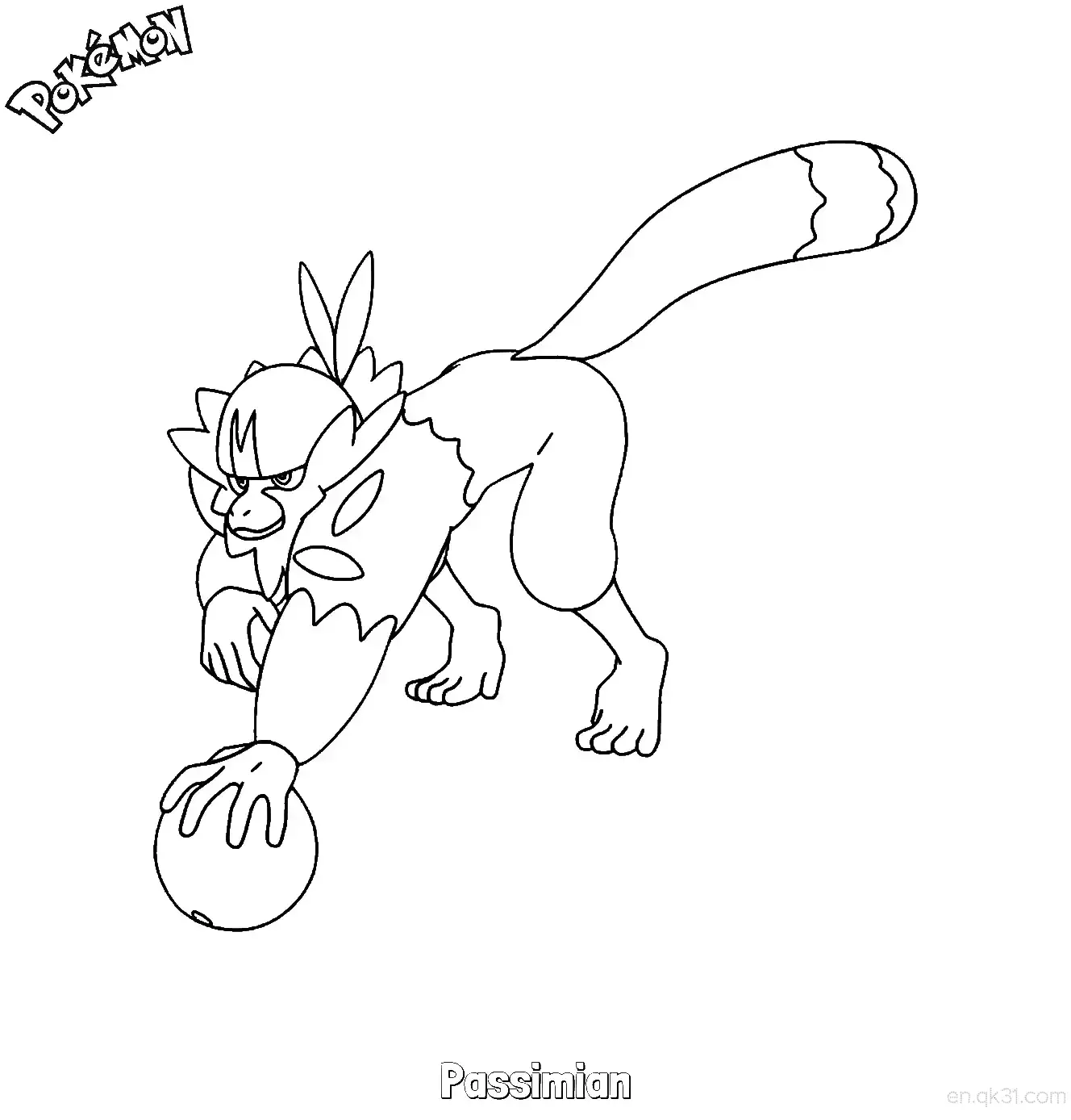 投掷猴简笔画 - 免费可打印宝可梦简笔画简笔画涂色画 – 为儿童和成人提供的免费可打印简笔画涂色画