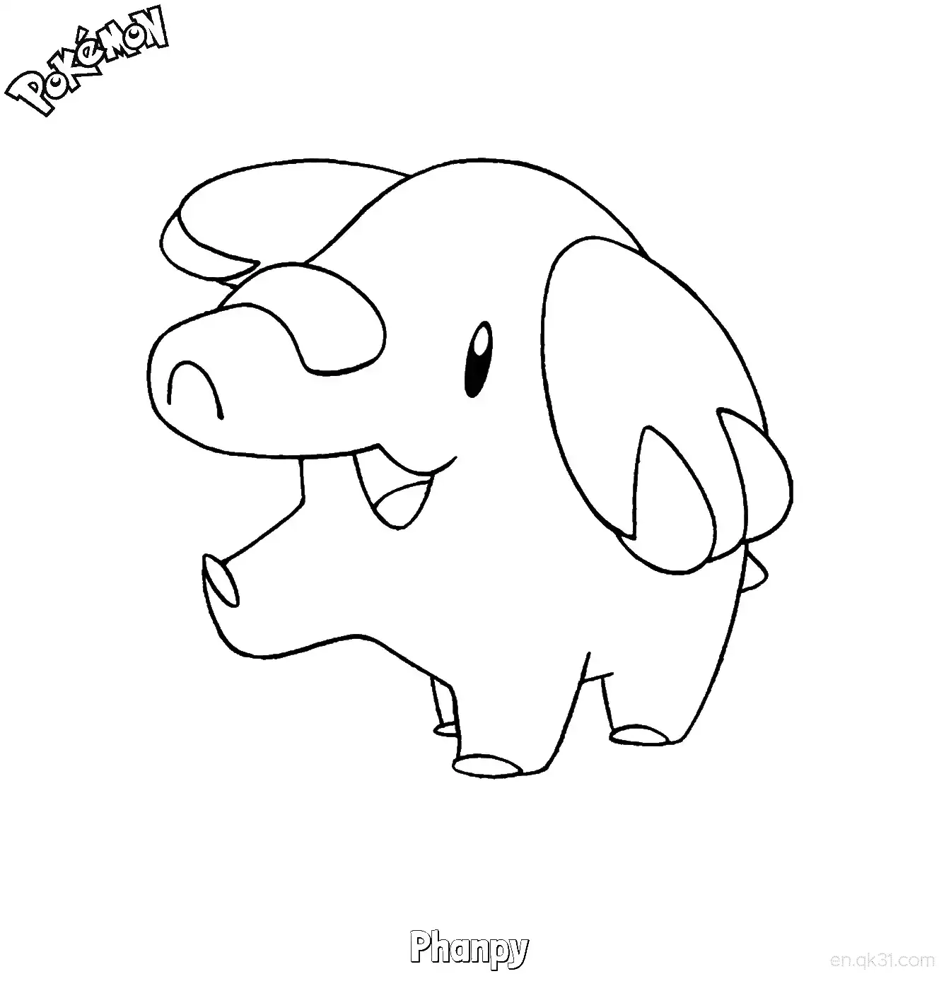 免费 小小象简笔画 - 免费可打印宝可梦简笔画 简笔画涂色页