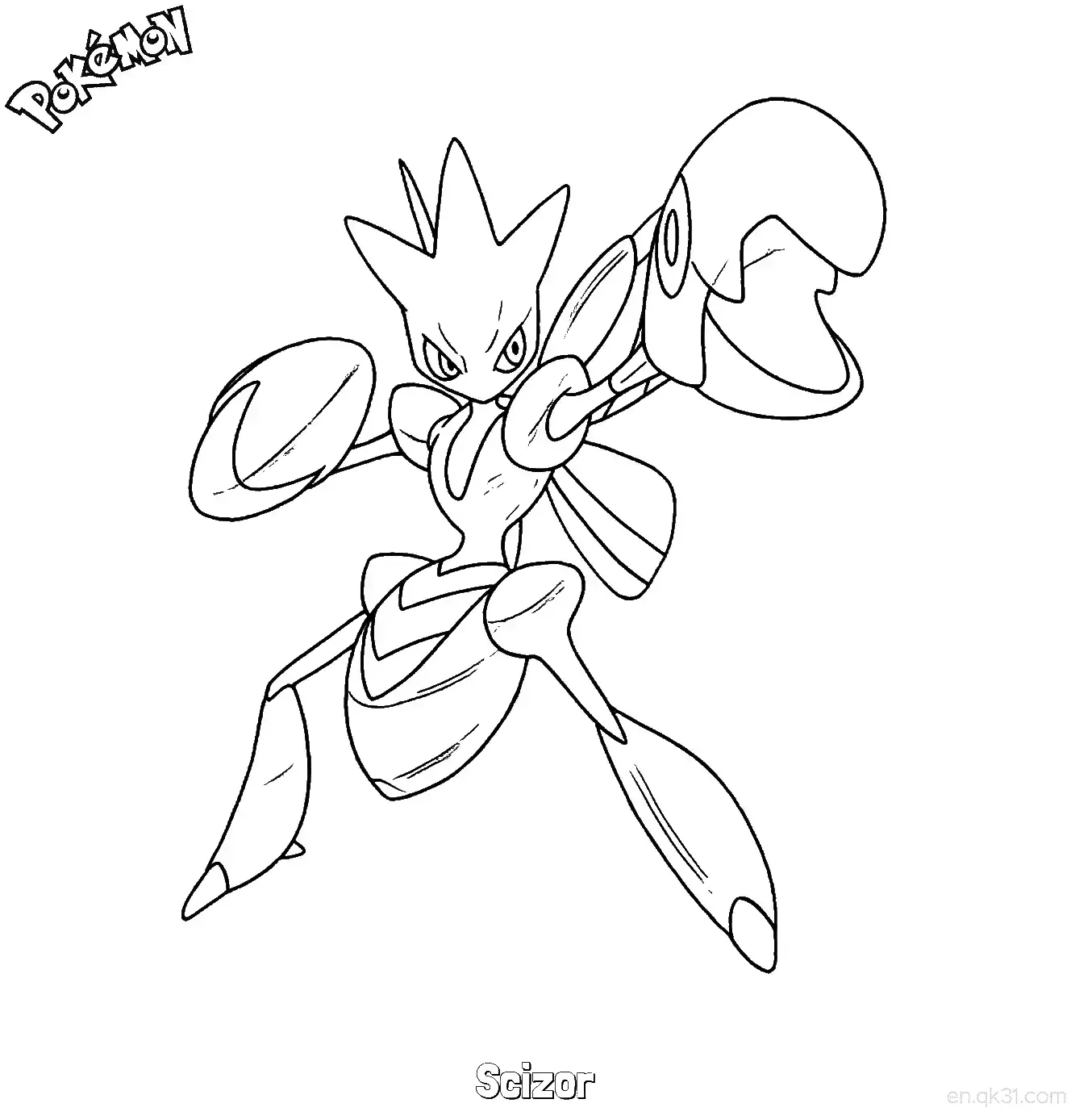 巨钳螳螂简笔画 - 免费可打印宝可梦简笔画简笔画涂色画 – 为儿童和成人提供的免费可打印简笔画涂色画