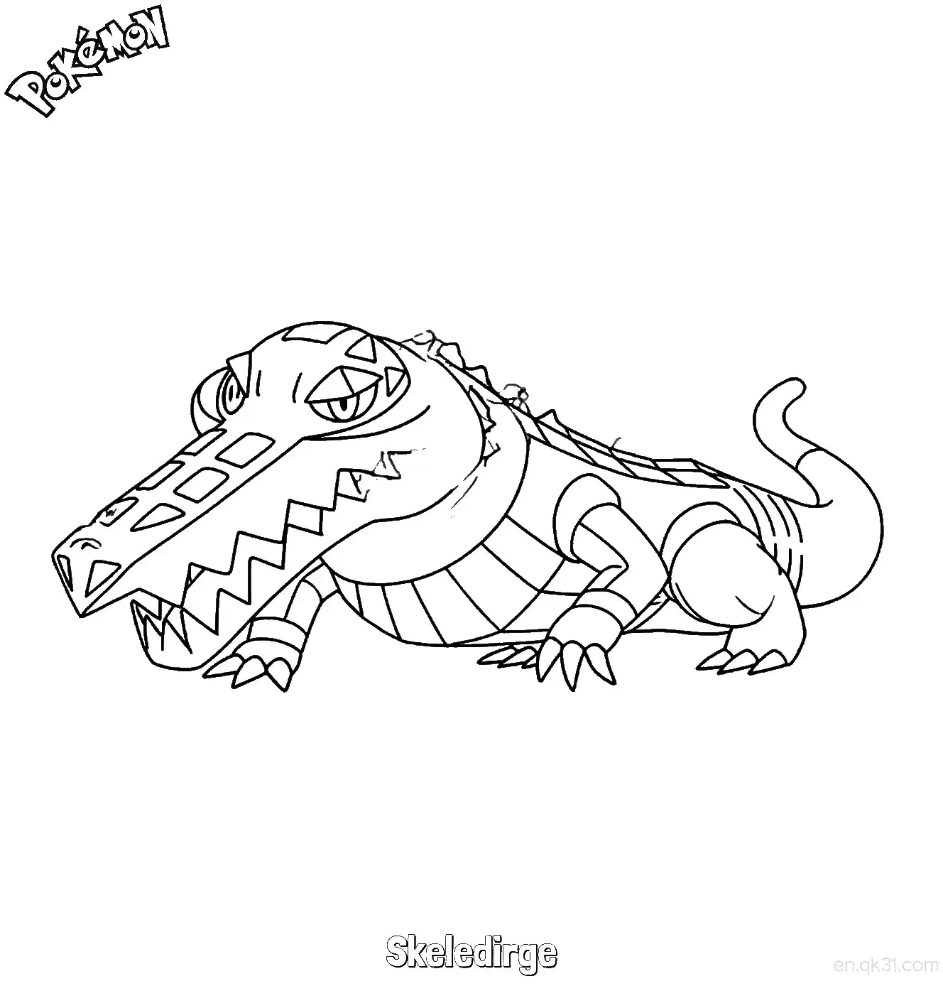 免费 炙烫鳄简笔画 - 免费可打印宝可梦简笔画 简笔画涂色页