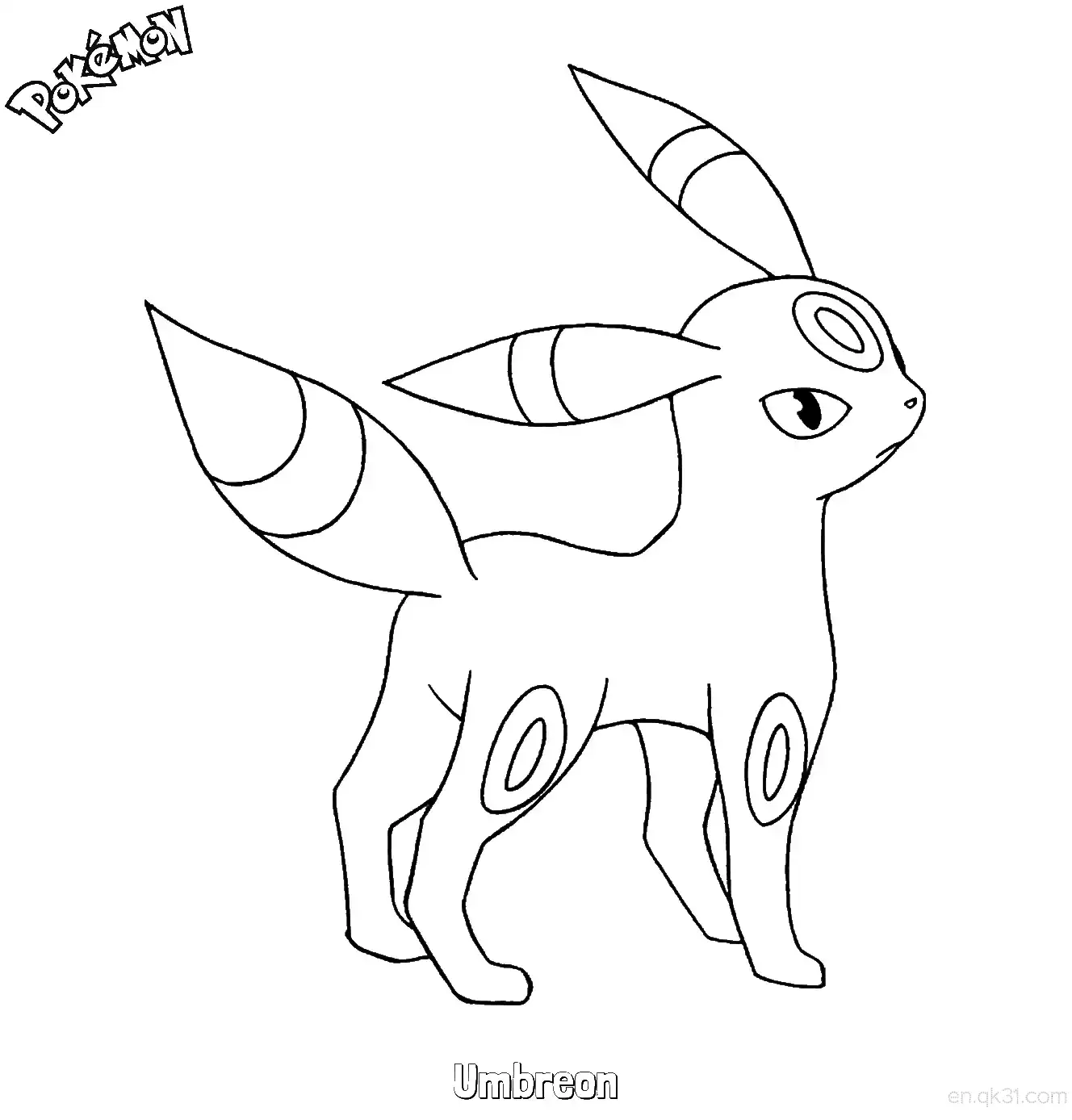 免费 月亮伊布简笔画 - 免费可打印宝可梦简笔画 简笔画涂色页