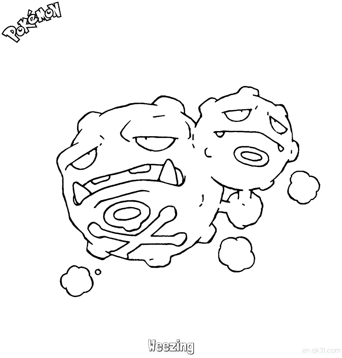 双弹瓦斯简笔画 - 免费可打印宝可梦简笔画简笔画涂色画 – 为儿童和成人提供的免费可打印简笔画涂色画