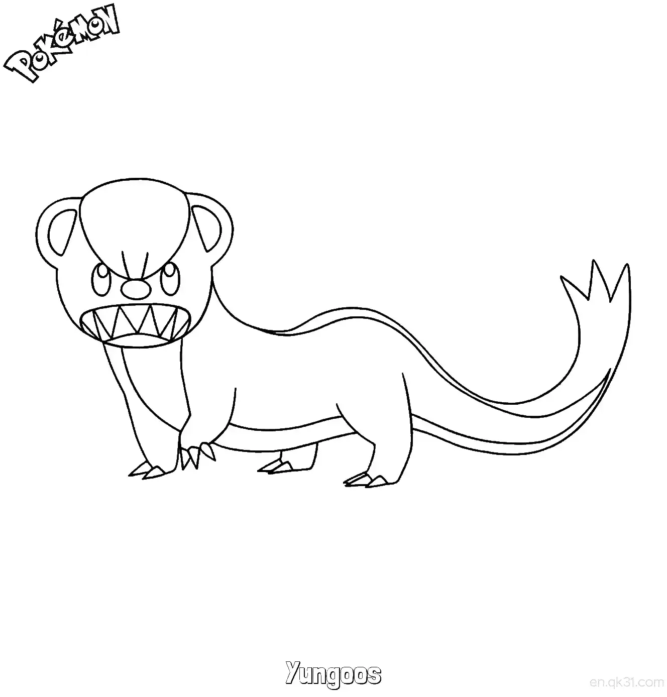 猫鼬少简笔画 - 免费可打印宝可梦简笔画简笔画涂色画 – 为儿童和成人提供的免费可打印简笔画涂色画