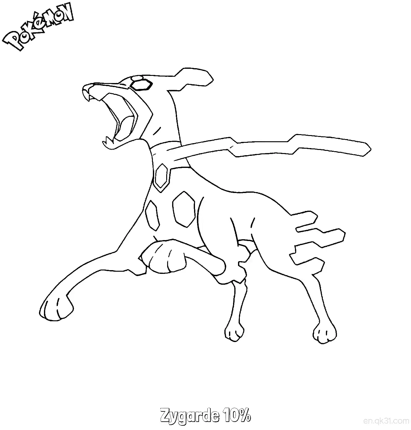 基格尔德 １０％形态简笔画 - 免费可打印宝可梦简笔画简笔画涂色画 – 为儿童和成人提供的免费可打印简笔画涂色画
