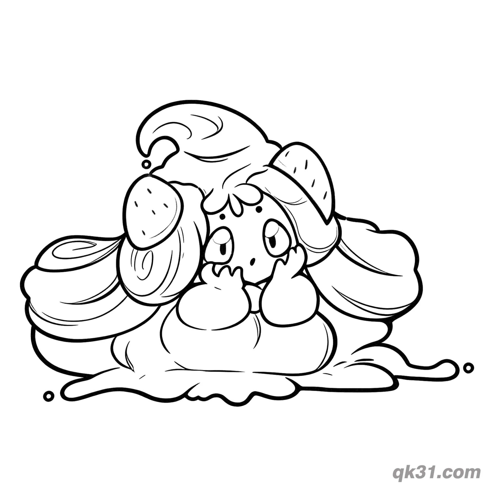 免费 霜奶仙融化奶油风格简笔画涂色页 简笔画涂色页