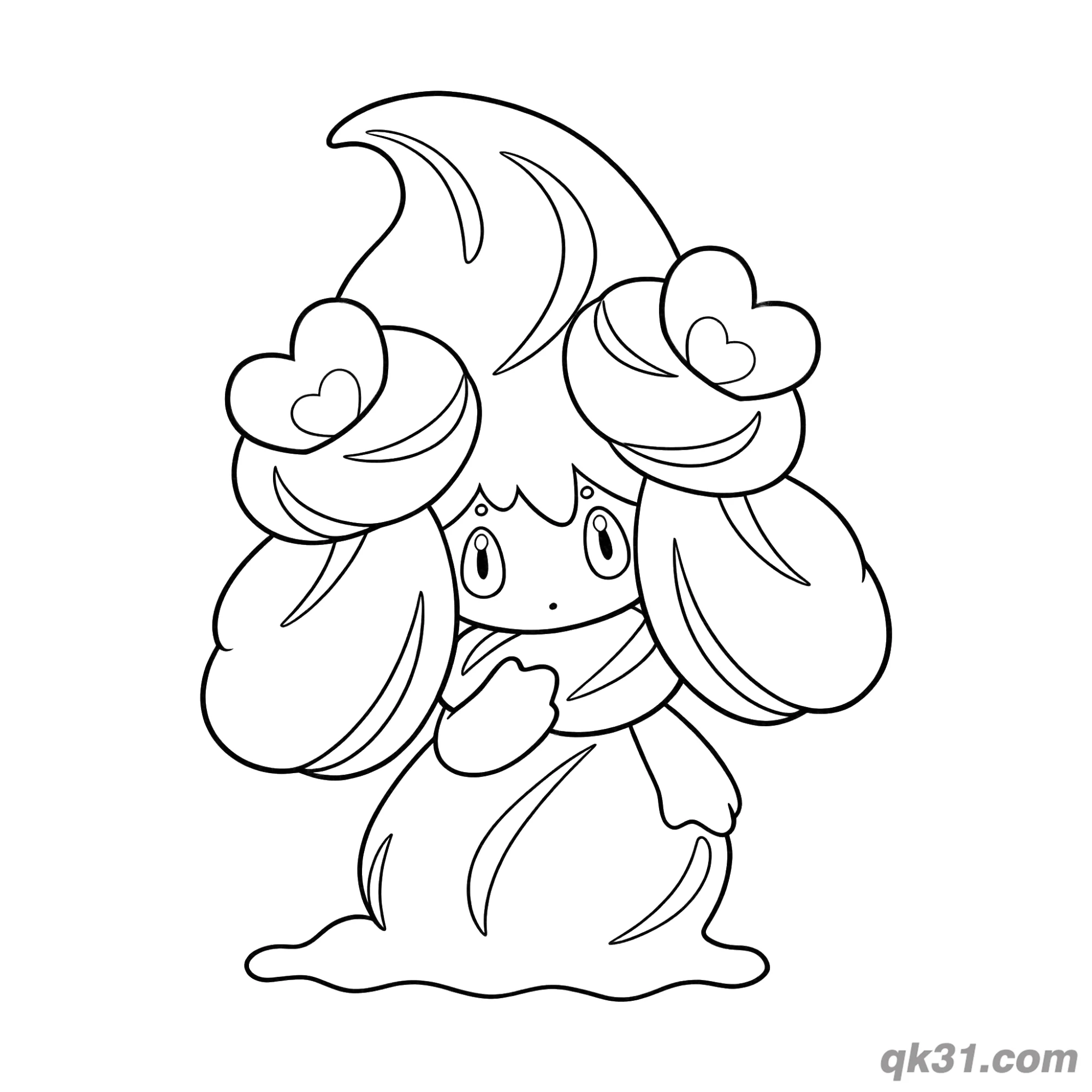 免费 霜奶仙宝可梦心形装饰简笔画涂色页 简笔画涂色页