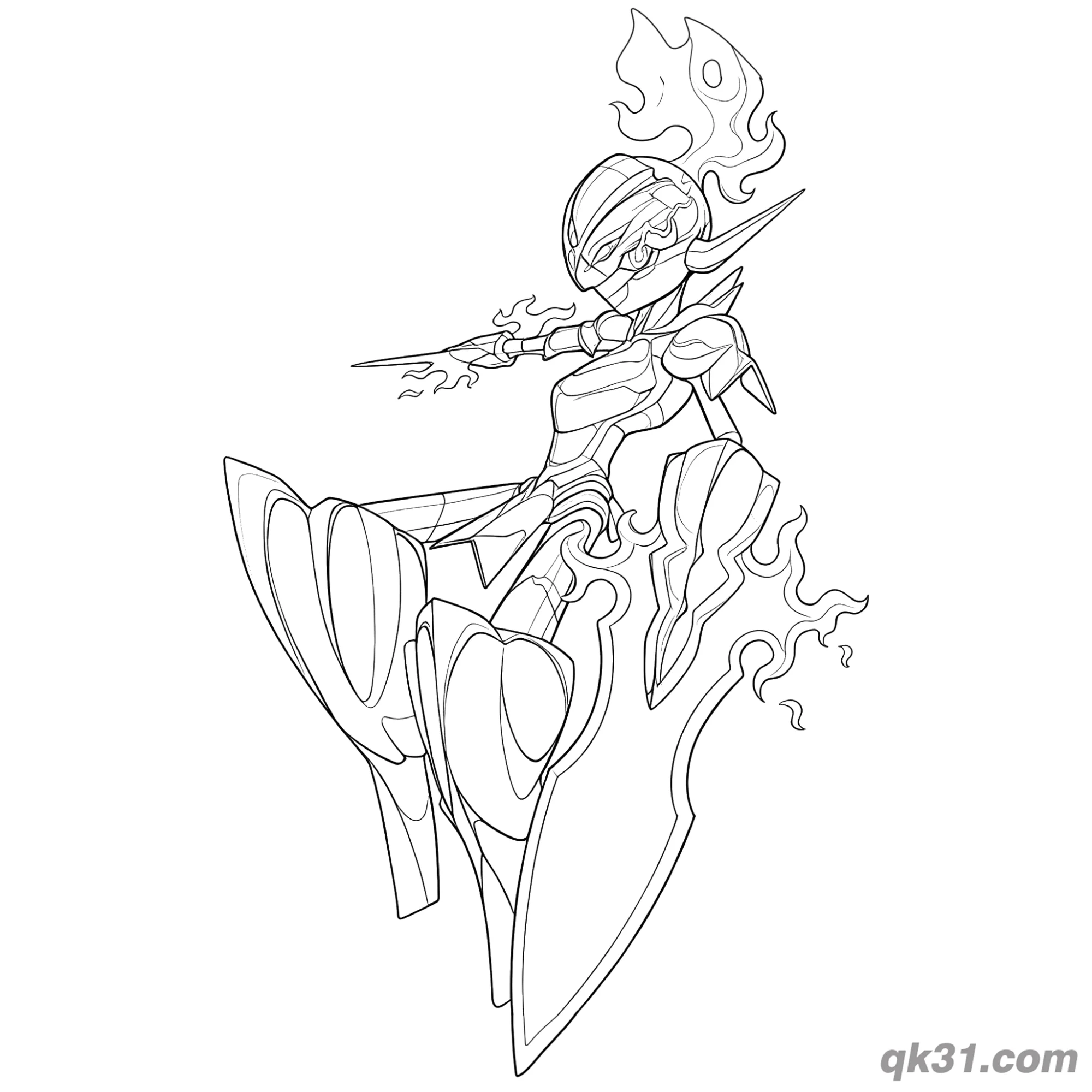 免费 苍炎刃鬼火剑攻击姿势简笔画涂色页 简笔画涂色页