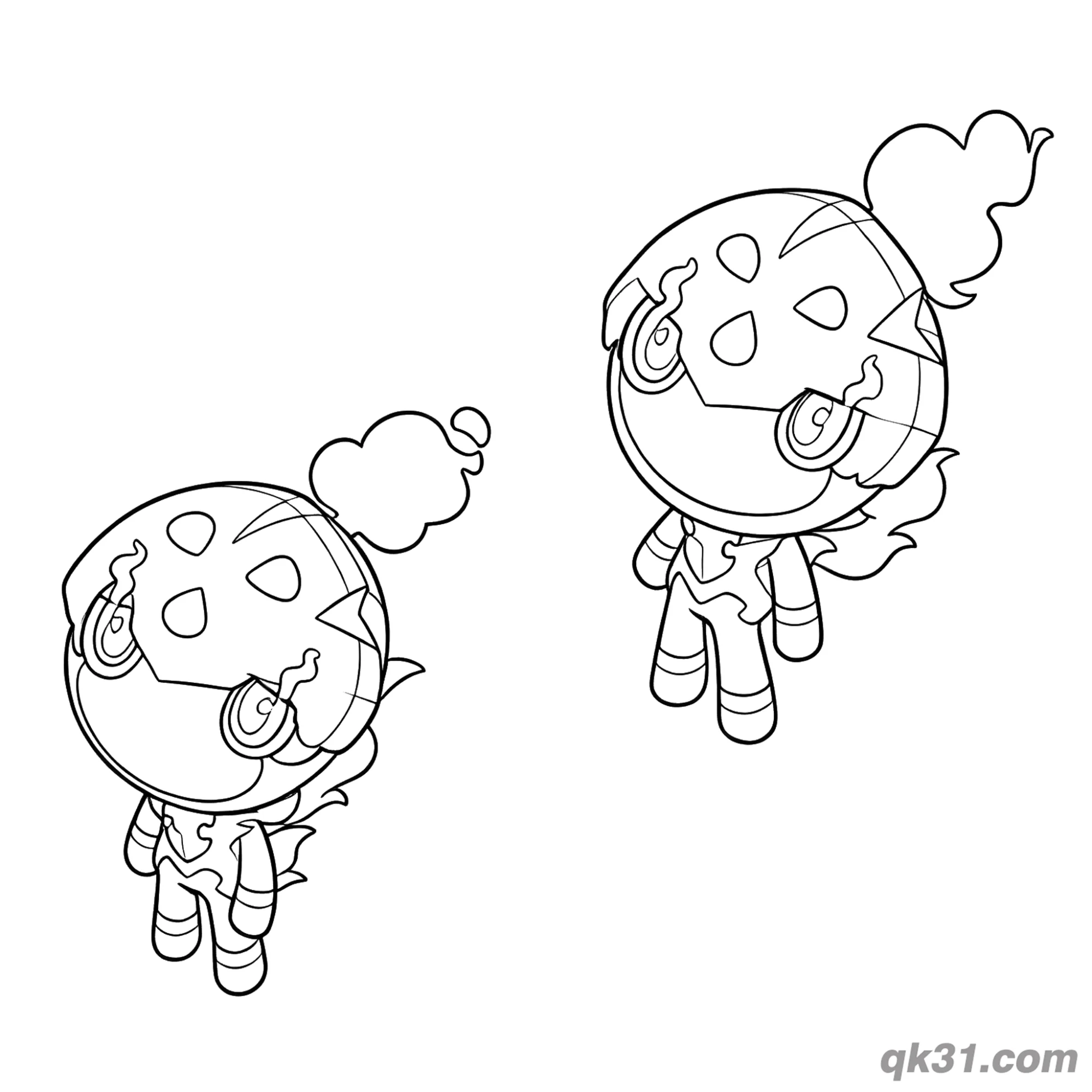 免费 炭小侍双人仰望天空简笔画涂色页 简笔画涂色页