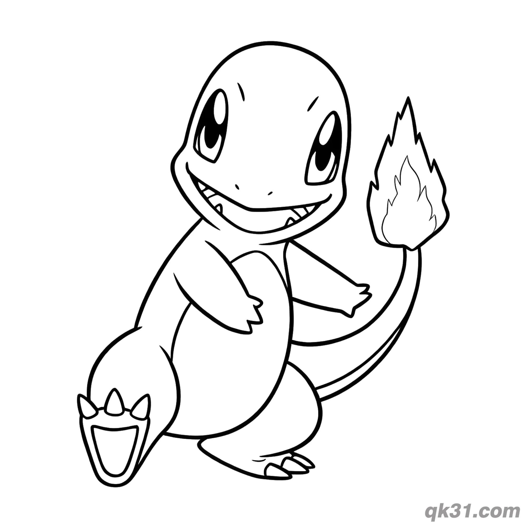 免费 顽皮小火龙宝可梦简笔画涂色页 简笔画涂色页