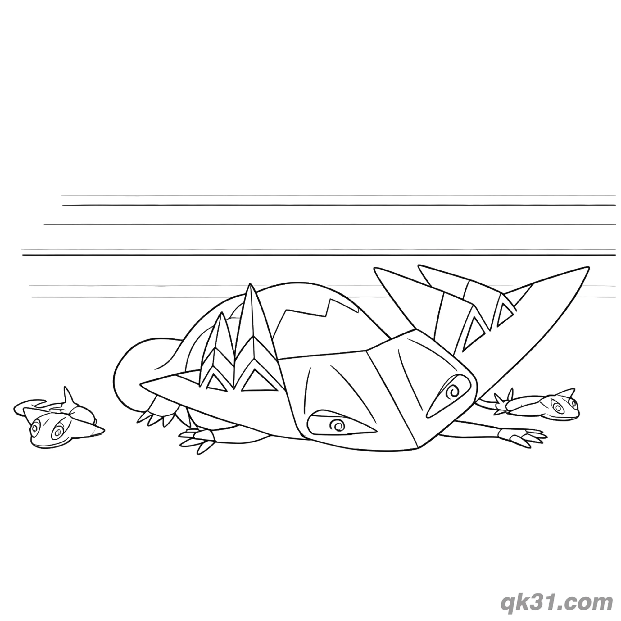 多龙巴鲁托与多龙崽低空滑翔简笔画涂色页简笔画涂色画 – 为儿童和成人提供的免费可打印简笔画涂色画