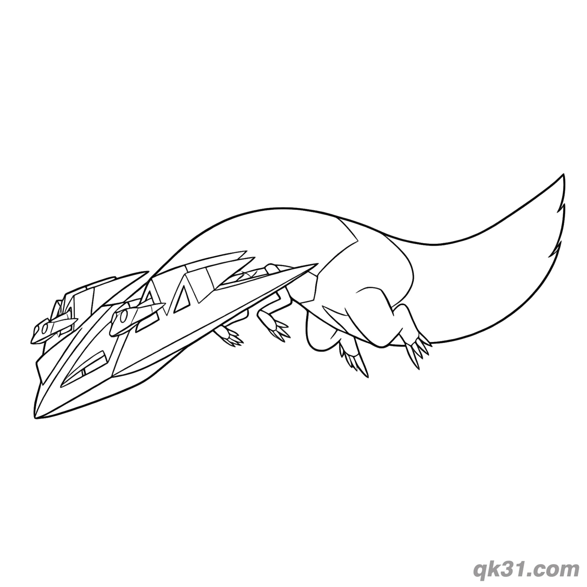 免费 多龙巴鲁托流线侧身冲刺简笔画涂色页 简笔画涂色页