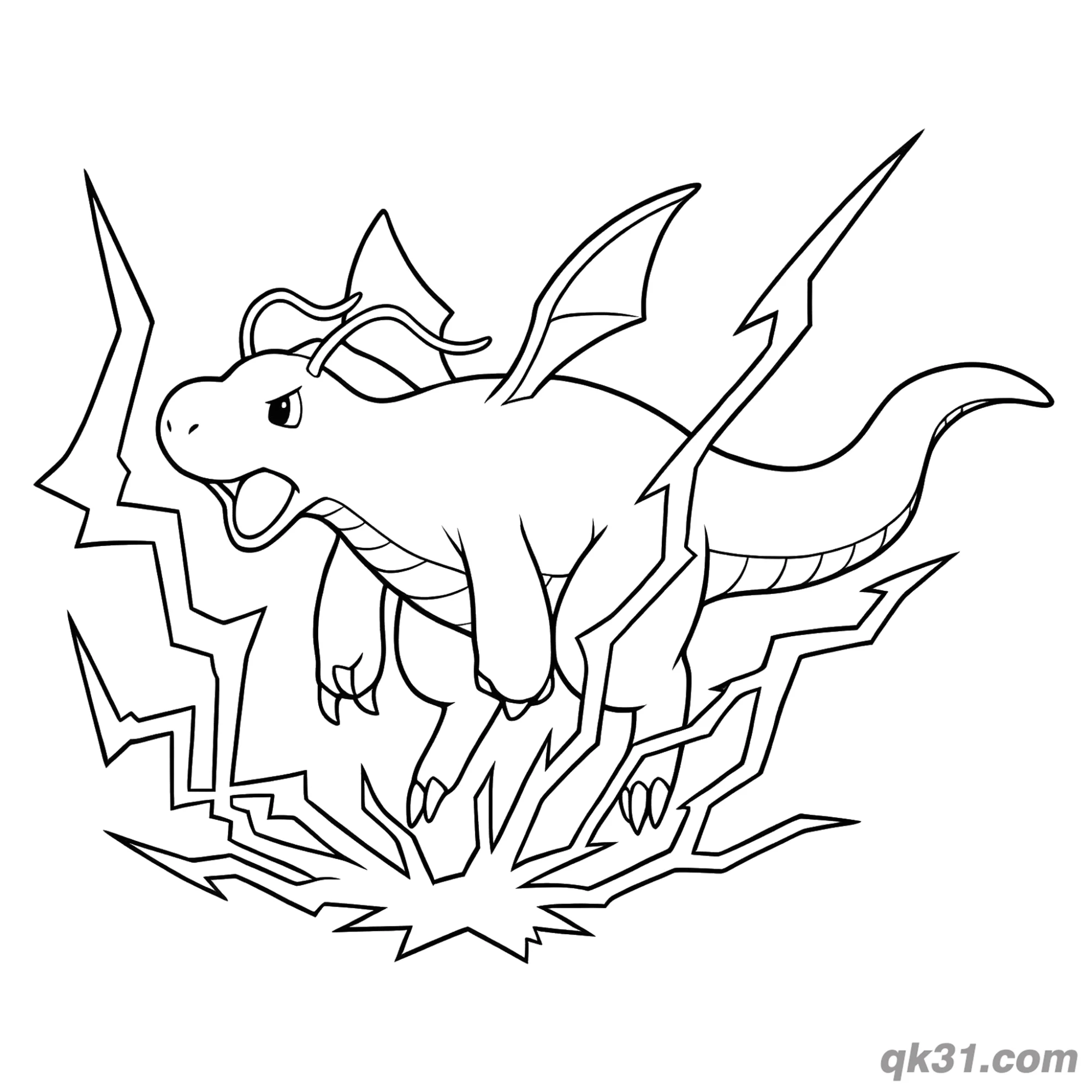 免费 快龙战斗备战姿态简笔画涂色页 简笔画涂色页