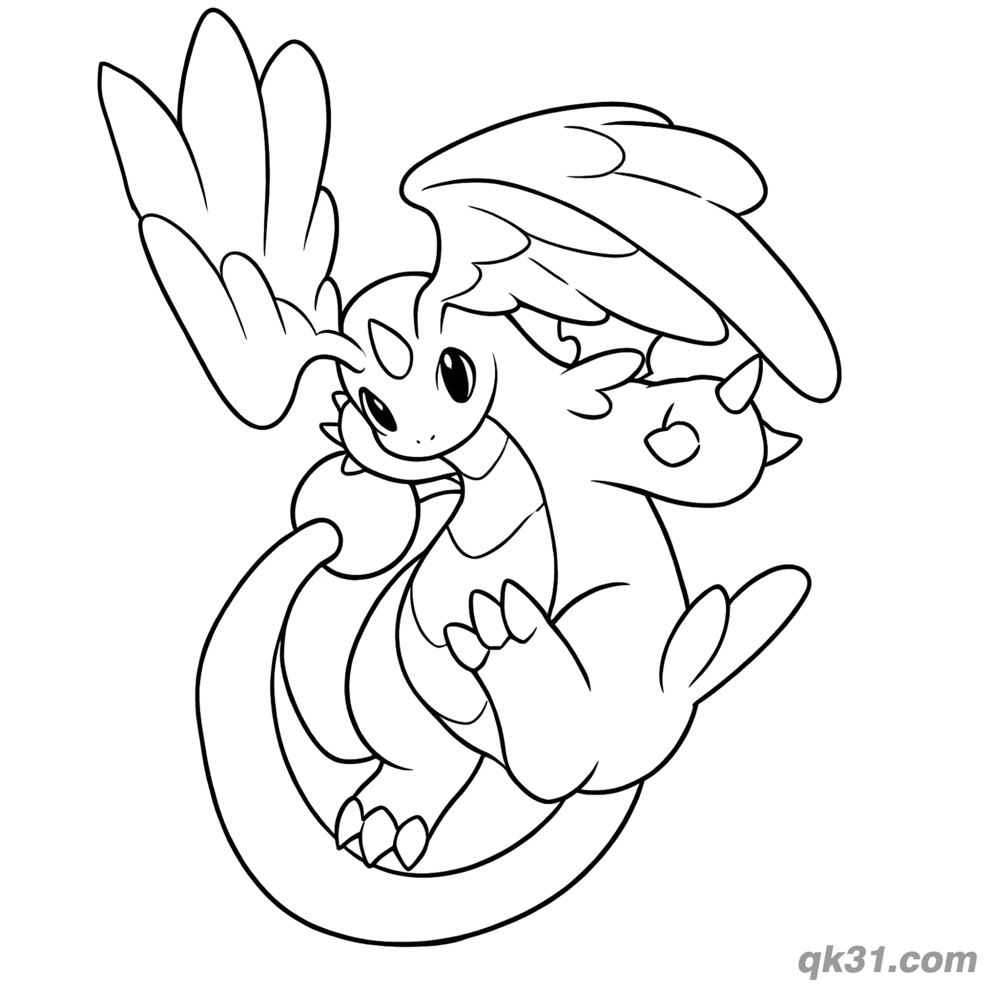 免费 超级快龙与迷你快龙简笔画涂色页 简笔画涂色页