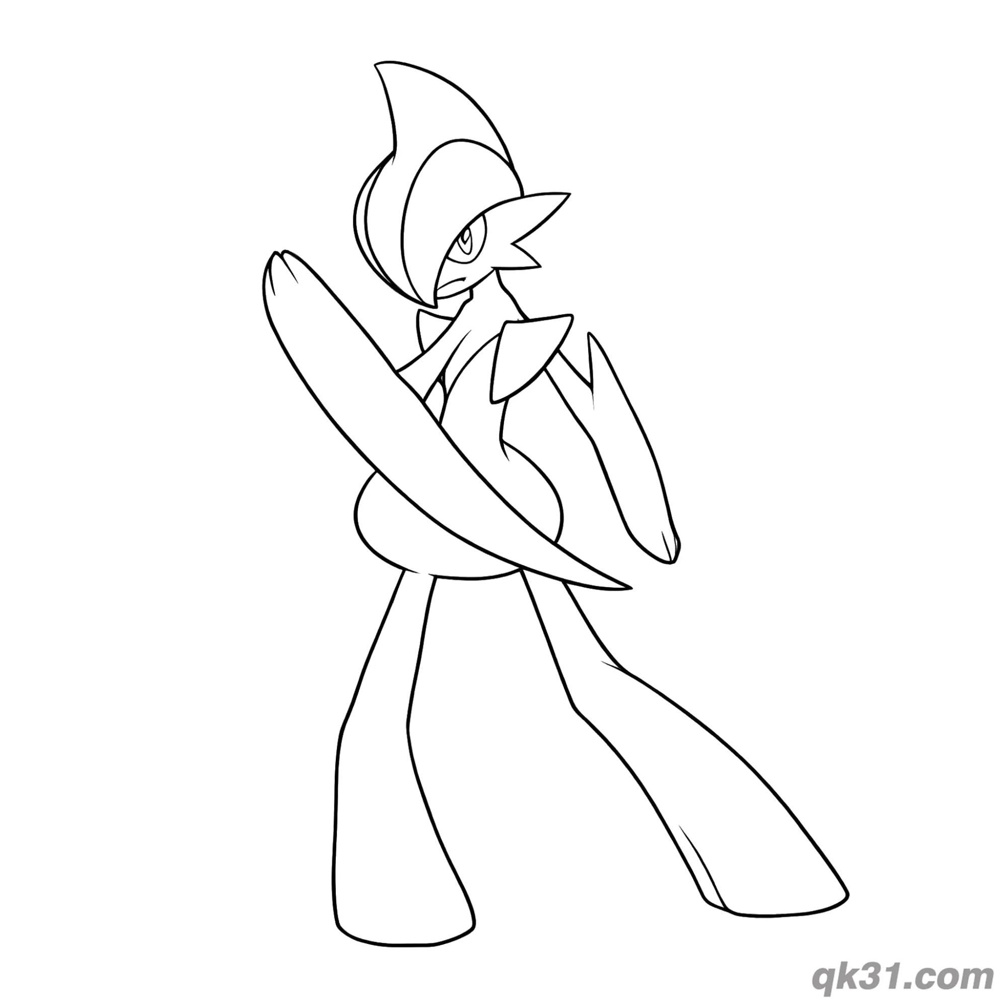 免费 艾路雷朵冷静站立姿势简笔画涂色页 简笔画涂色页