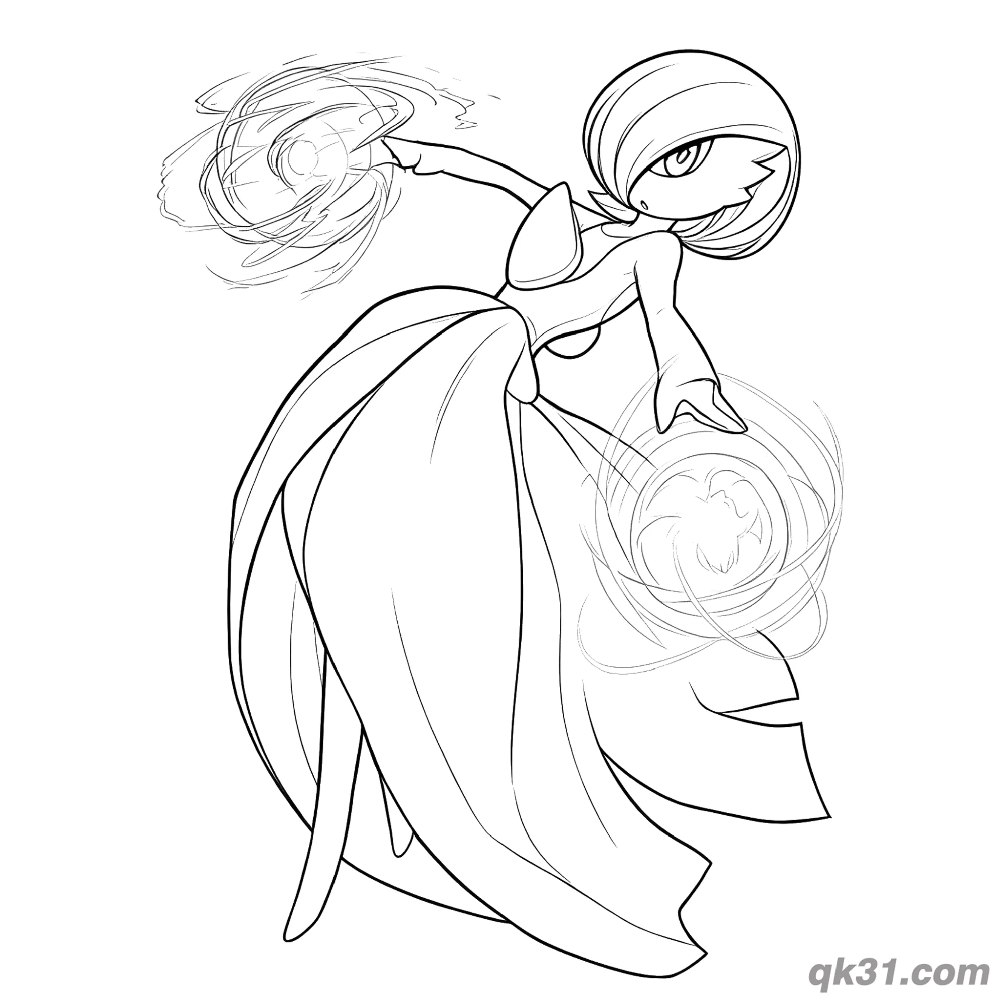 免费 沙奈朵释放魔法能量球简笔画涂色页 简笔画涂色页