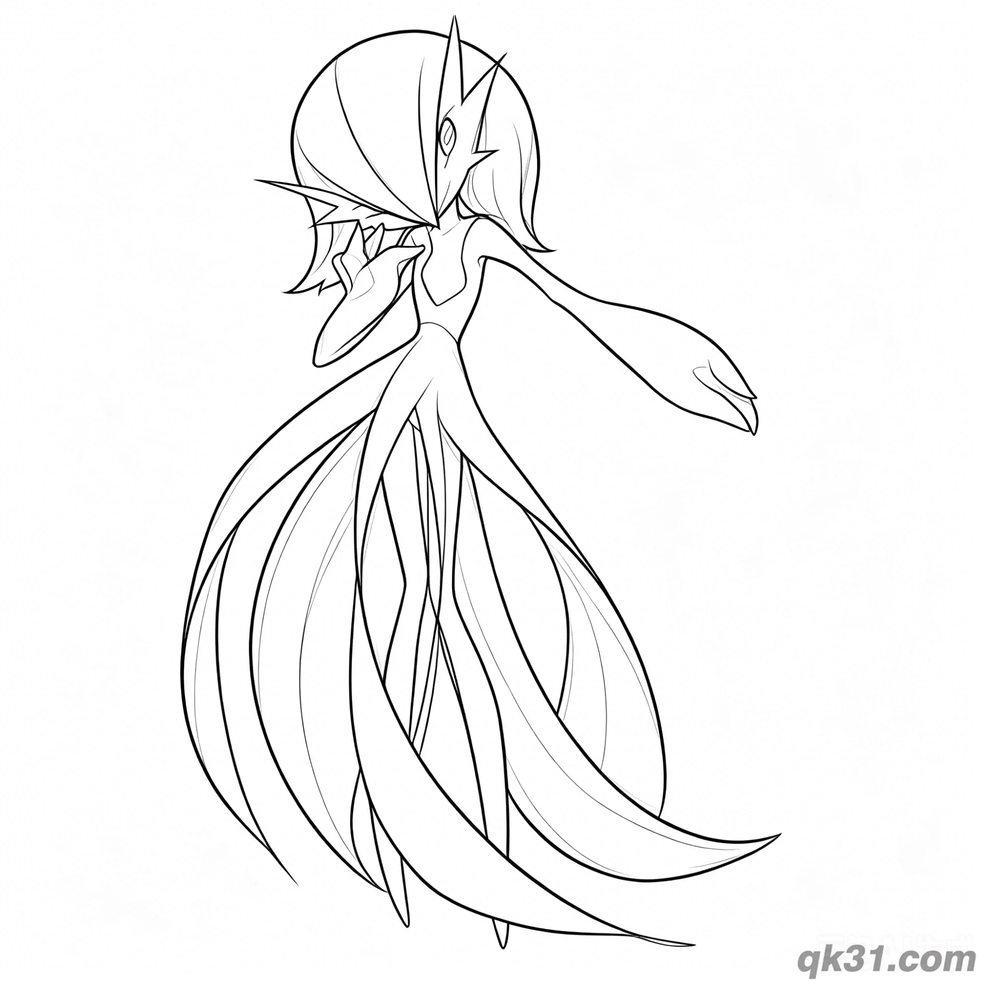 免费 沙奈朵侧身手触脸简笔画涂色页 简笔画涂色页