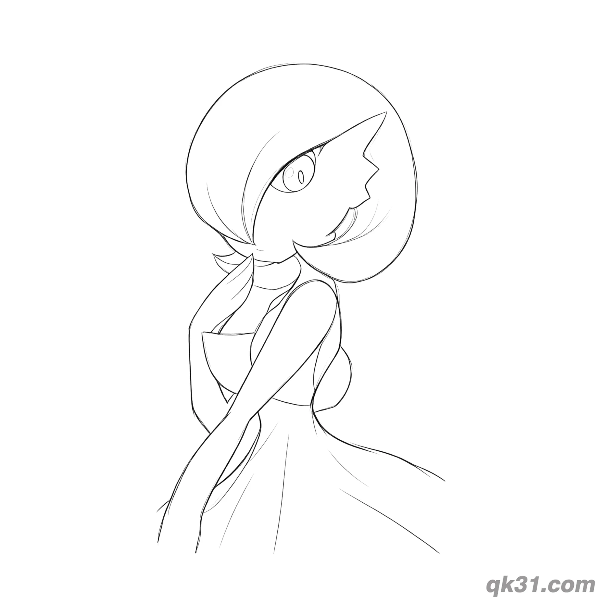 免费 沙奈朵侧影触抚发丝简笔画涂色页 简笔画涂色页