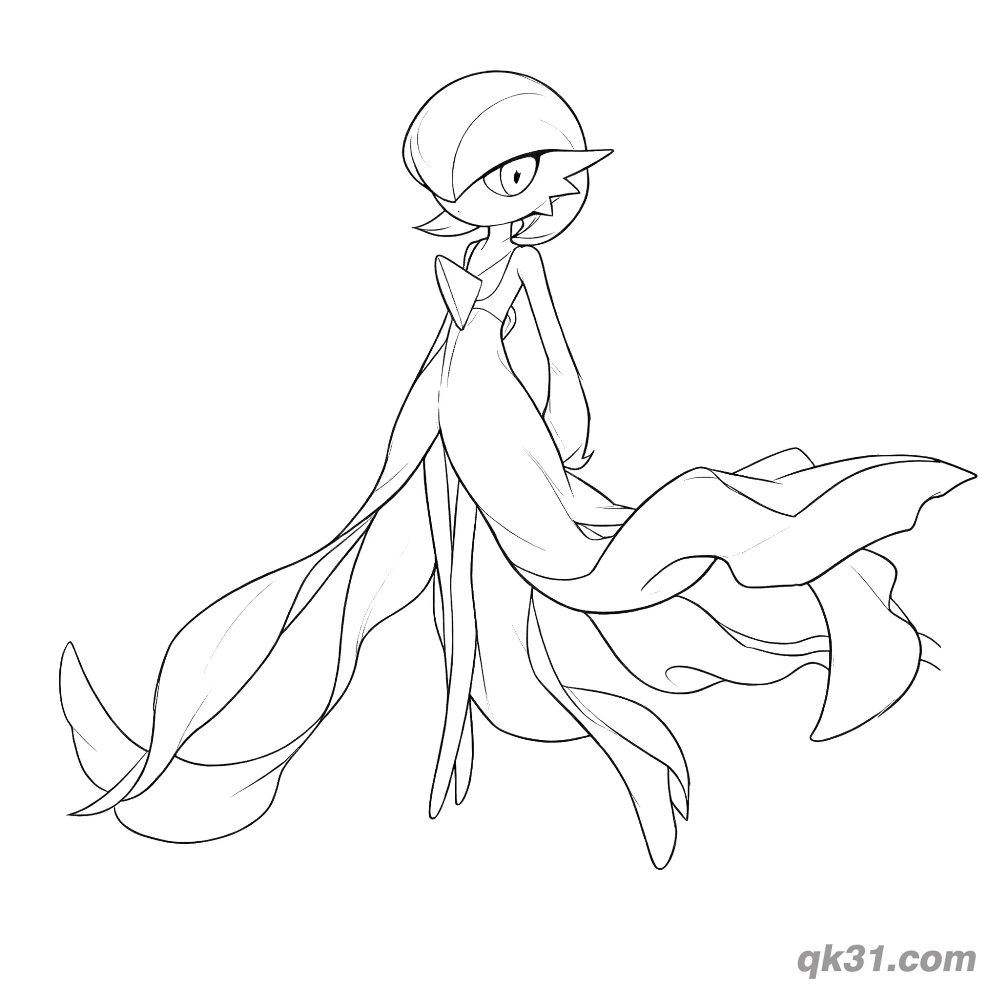 免费 沙奈朵侧视飘裙简笔画涂色页 简笔画涂色页