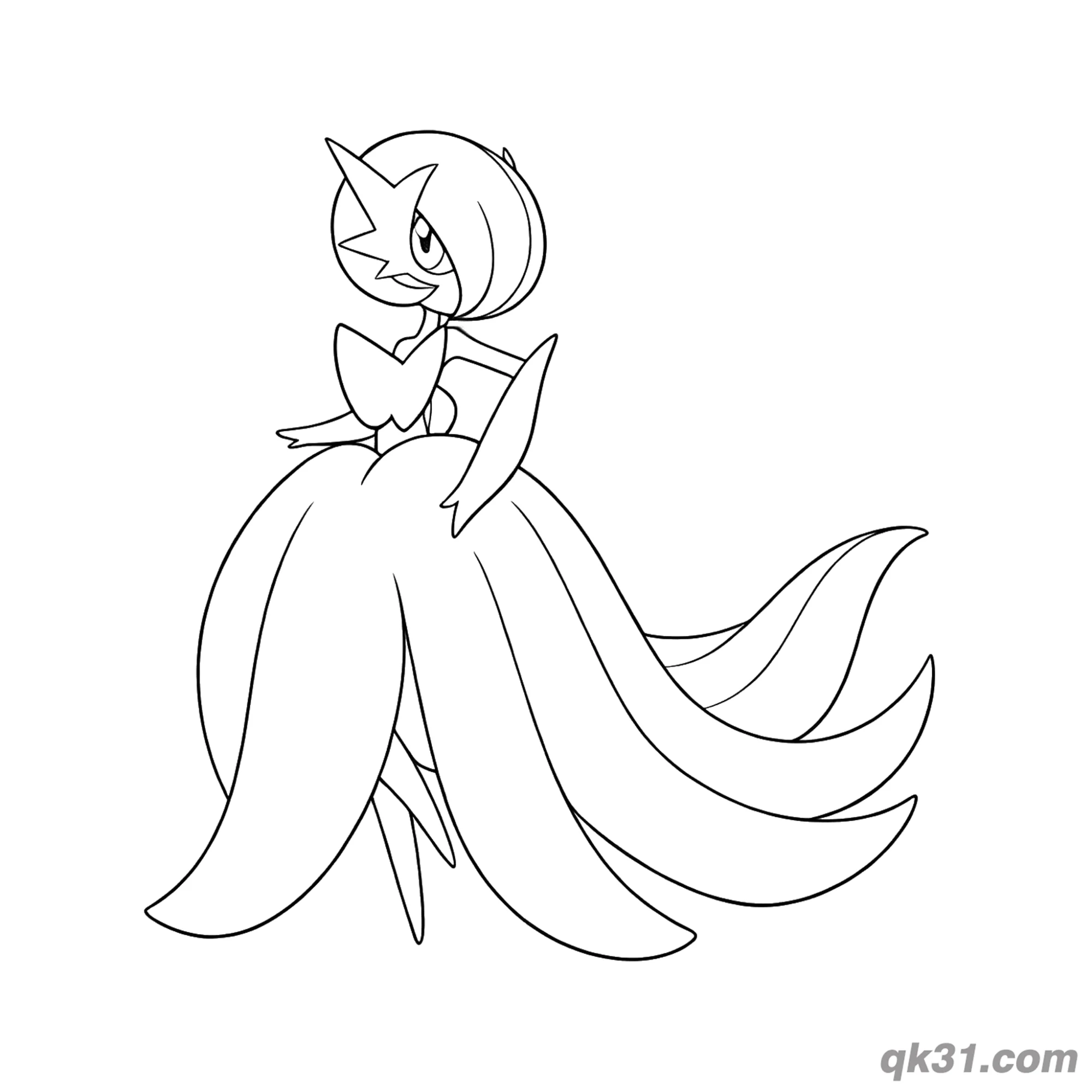 免费 超级沙奈朵优美优雅站姿简笔画涂色页 简笔画涂色页