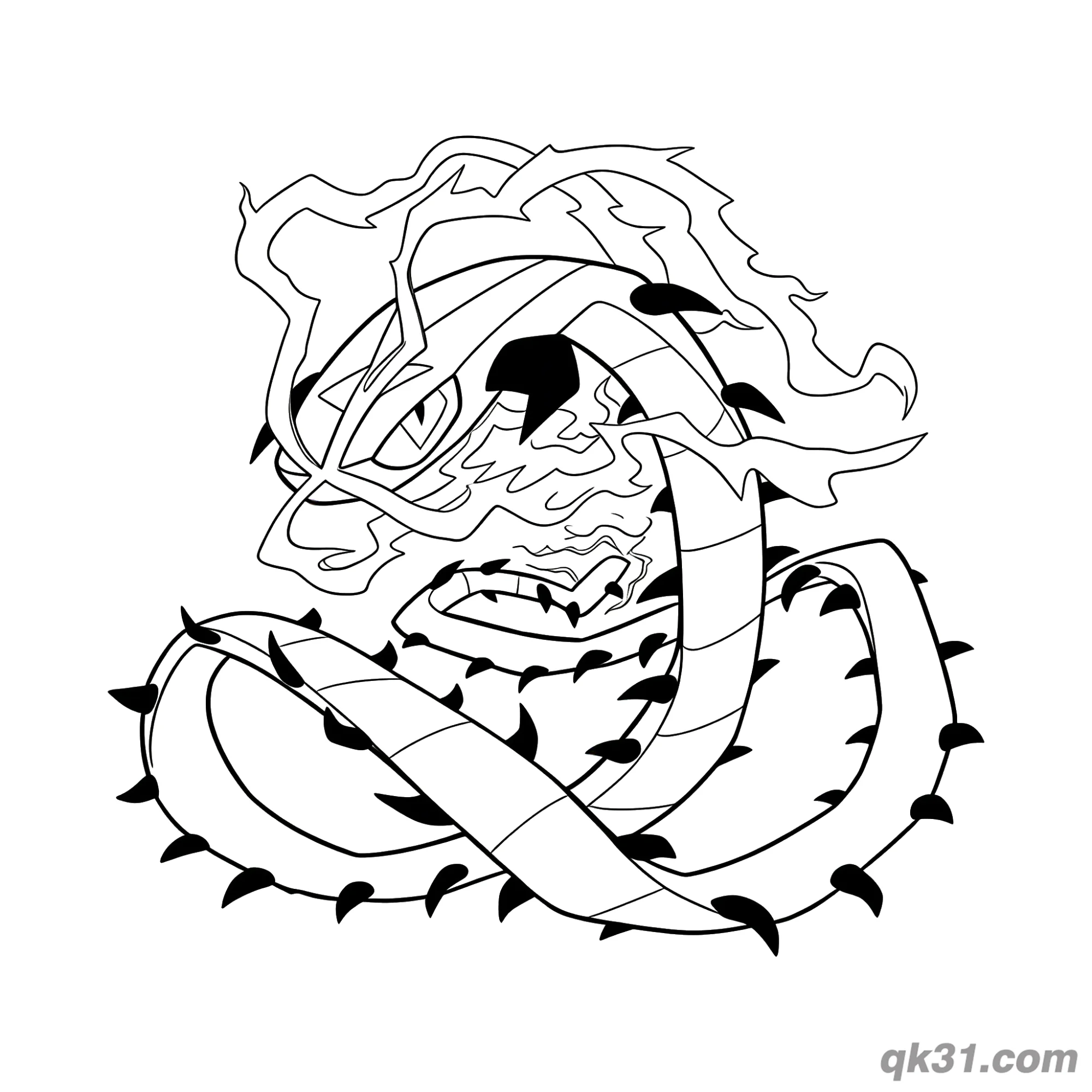超极巨化焚焰蚣艺术涂色页 | 幼儿简易版简笔画简笔画涂色画 – 为儿童和成人提供的免费可打印简笔画涂色画
