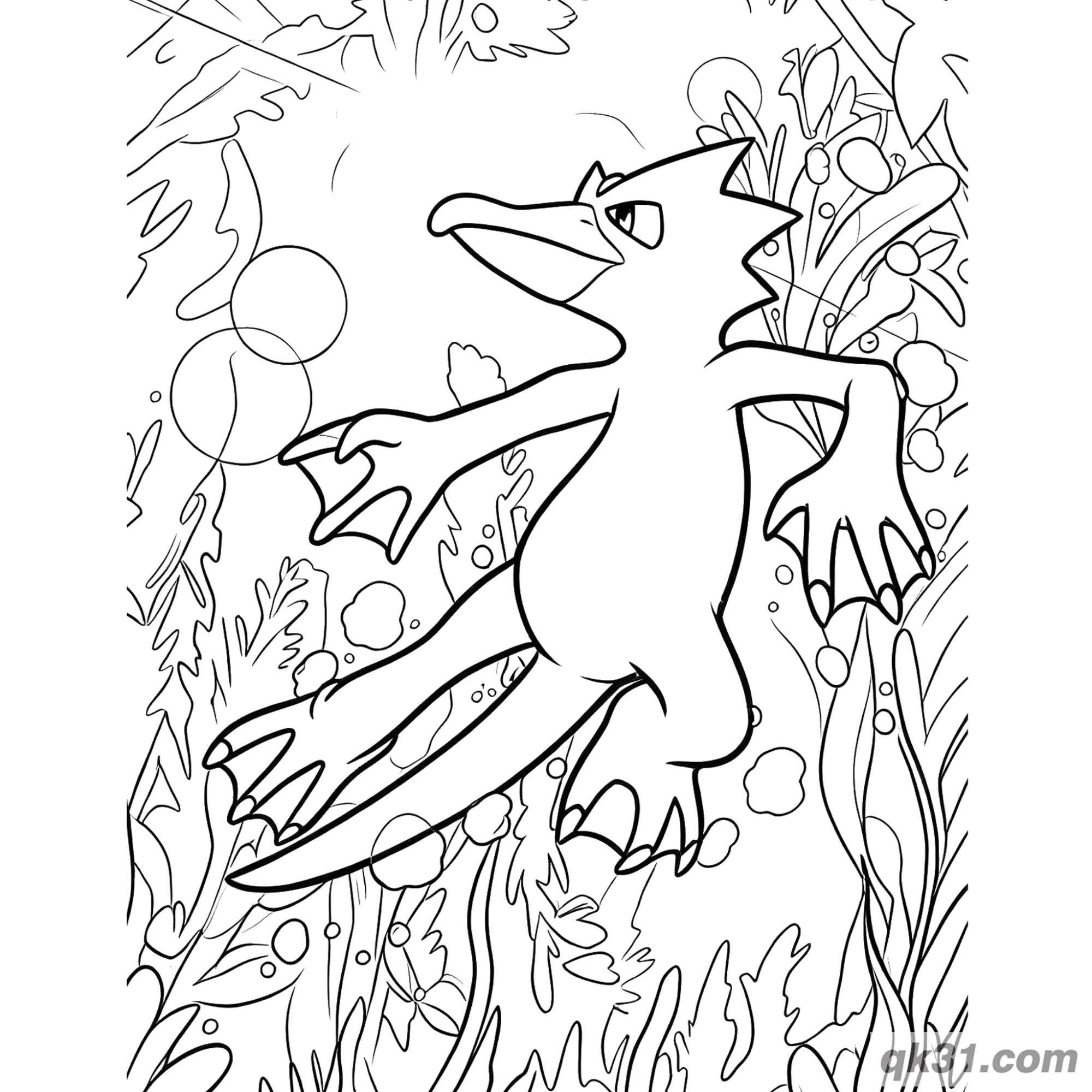 免费 水草间畅游哥达鸭简笔画涂色页 简笔画涂色页