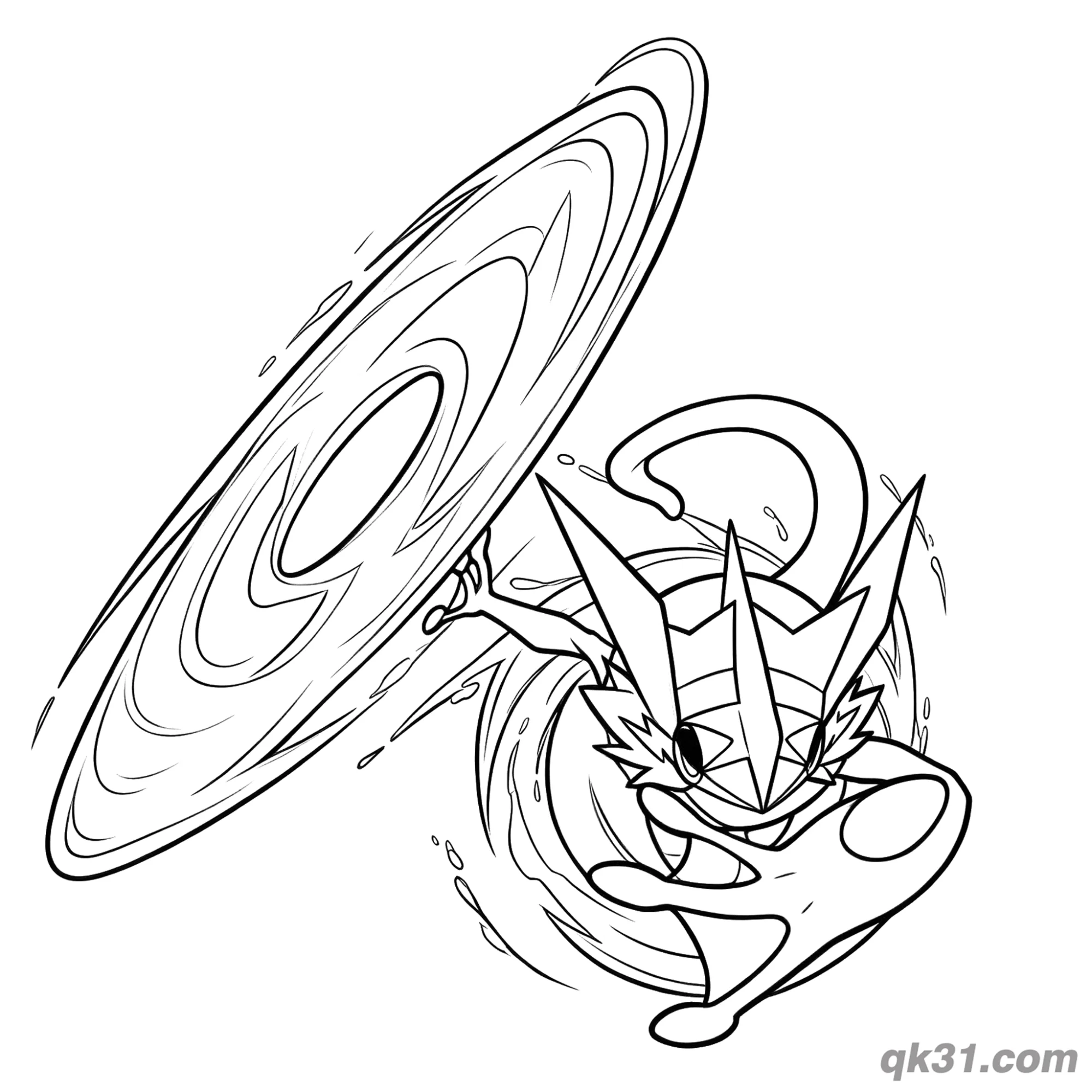 免费 甲贺忍蛙动态姿势简笔画涂色页 简笔画涂色页