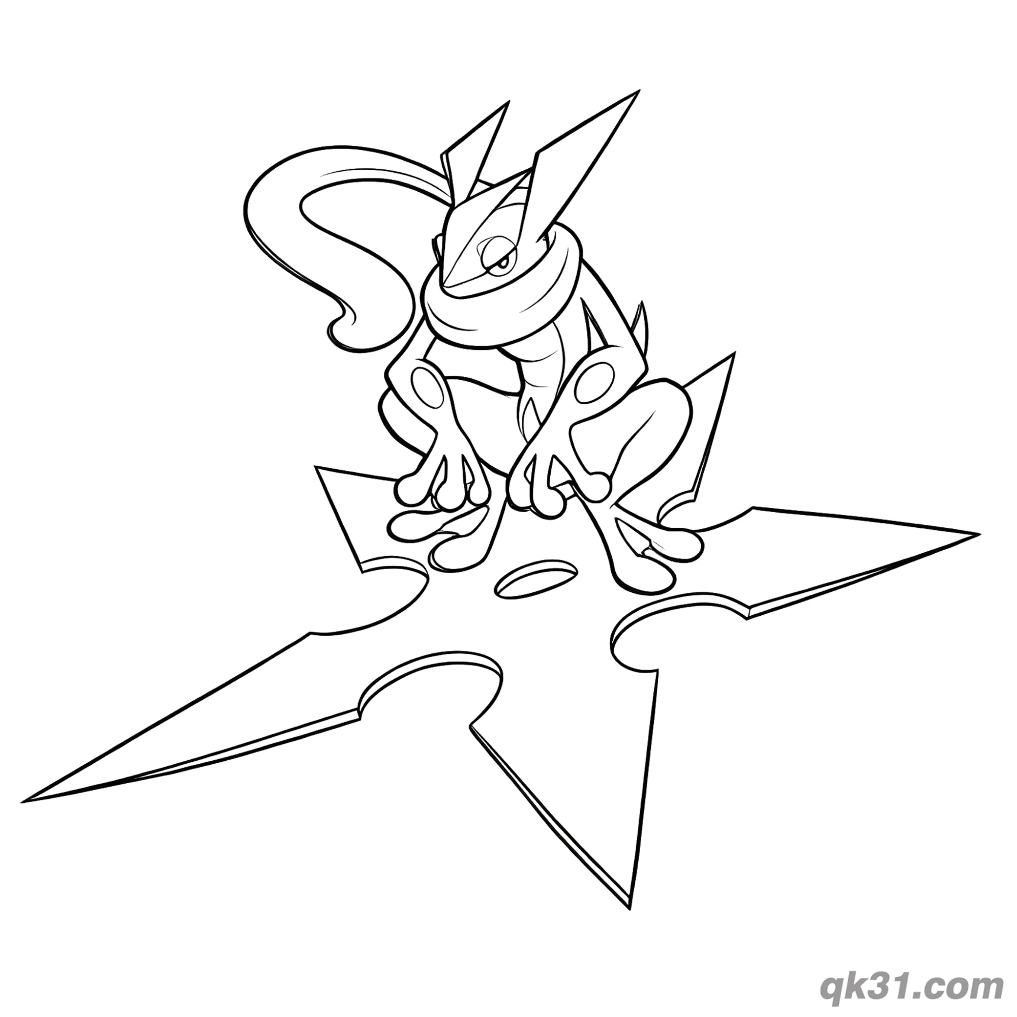 免费 甲贺忍蛙蹲伏简笔画涂色页 简笔画涂色页