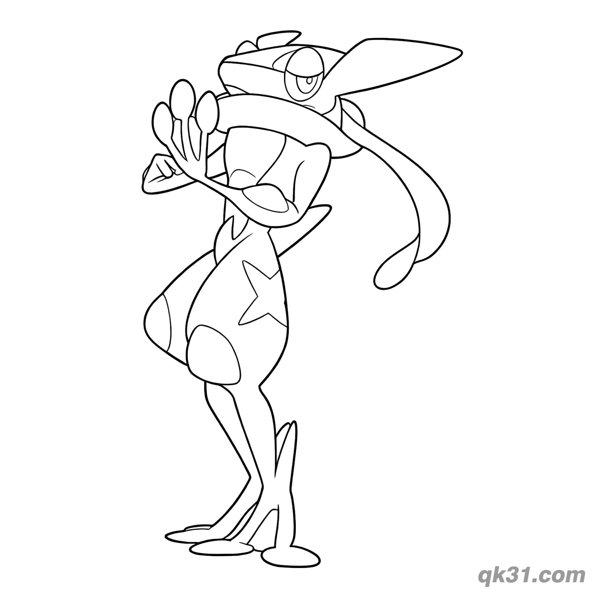 免费 甲贺忍蛙优雅姿势简笔画涂色页 简笔画涂色页