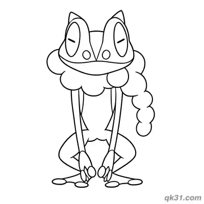 呱呱泡蛙可爱蹲姿简笔画涂色页 – 免费可打印简笔画涂色画