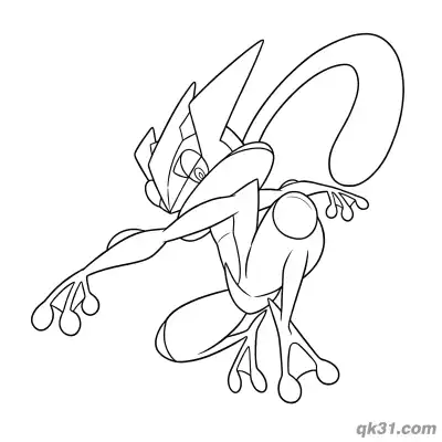甲贺忍蛙优美姿态简笔画涂色页 – 免费可打印简笔画涂色画