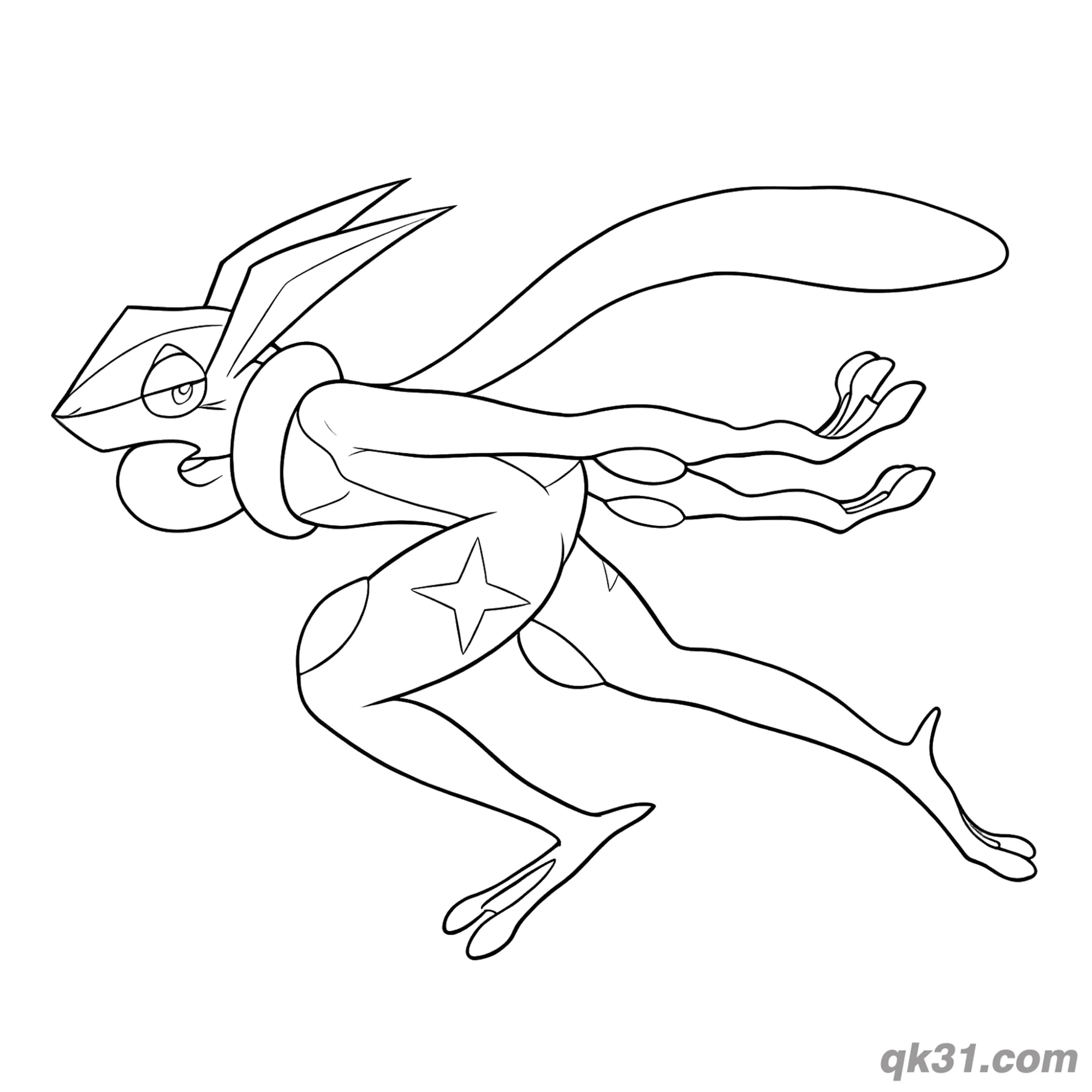 免费 甲贺忍蛙飞行侧姿简笔画涂色页 简笔画涂色页
