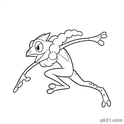 呱头蛙奔跑简笔画涂色页 – 免费可打印简笔画涂色画
