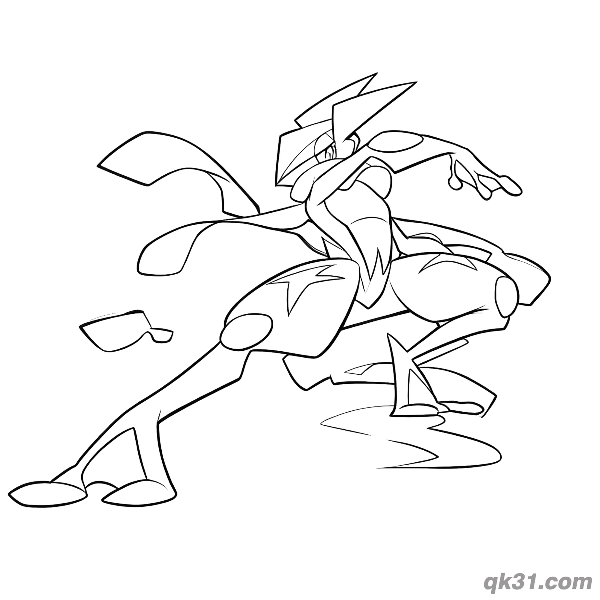 免费 甲贺忍蛙奔跑简笔画涂色页 简笔画涂色页