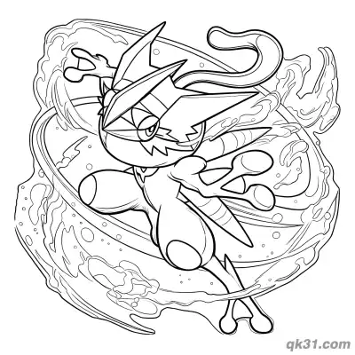 甲贺忍蛙水流漩涡简笔画涂色页 – 免费可打印简笔画涂色画