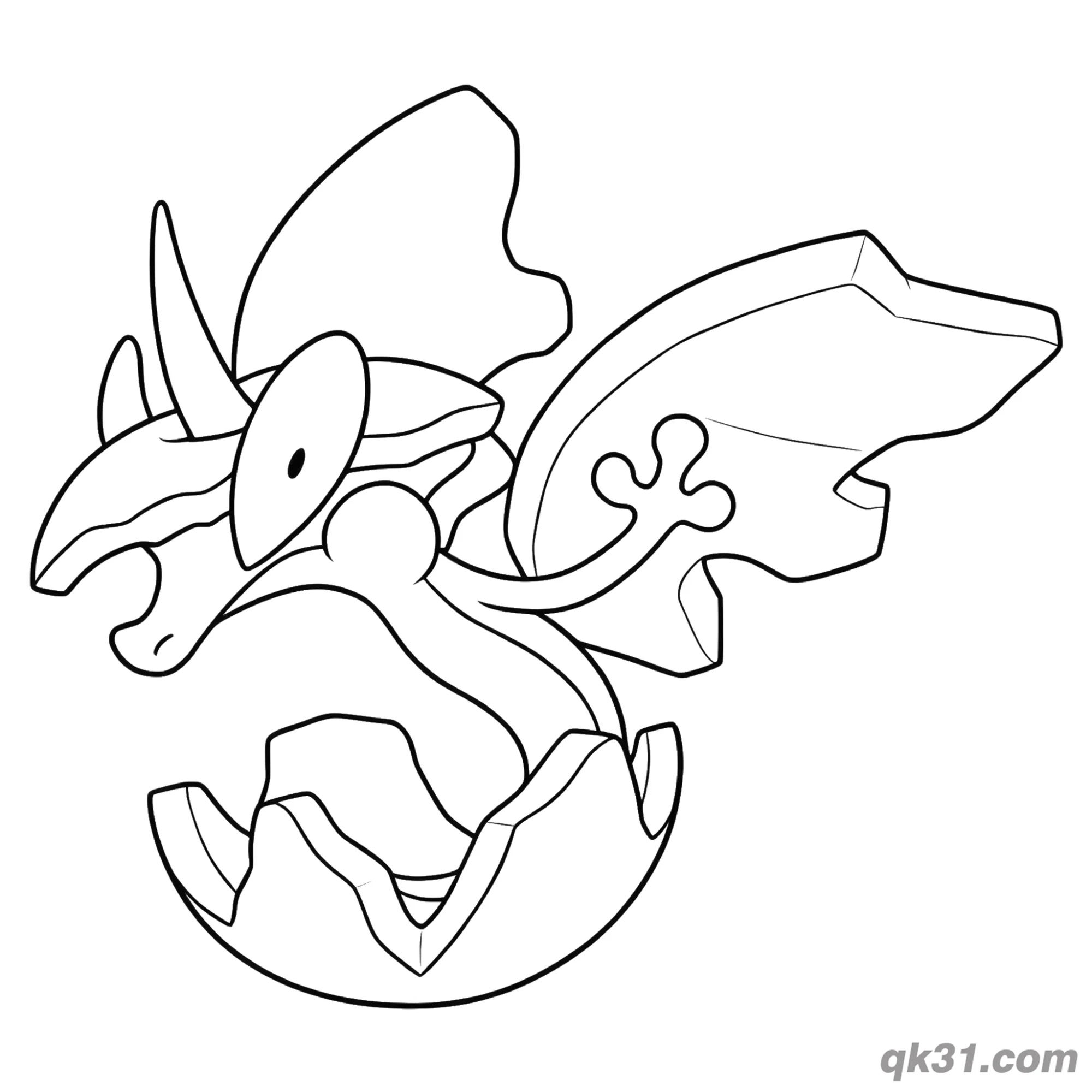 免费 苹裹龙破壳飞行简笔画涂色页 简笔画涂色页