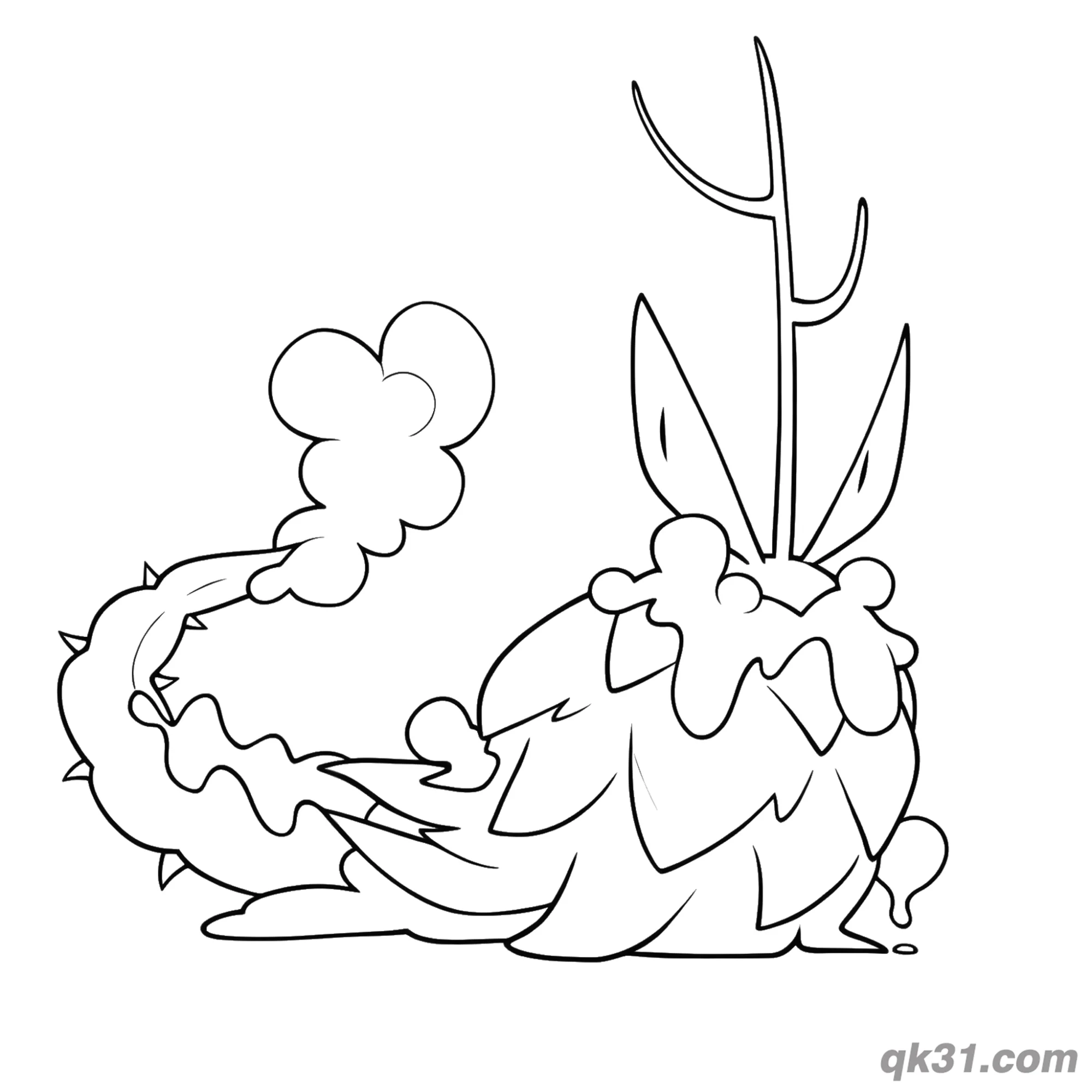 免费 裹蜜虫尖刺蜜浆蹲坐简笔画涂色页 简笔画涂色页