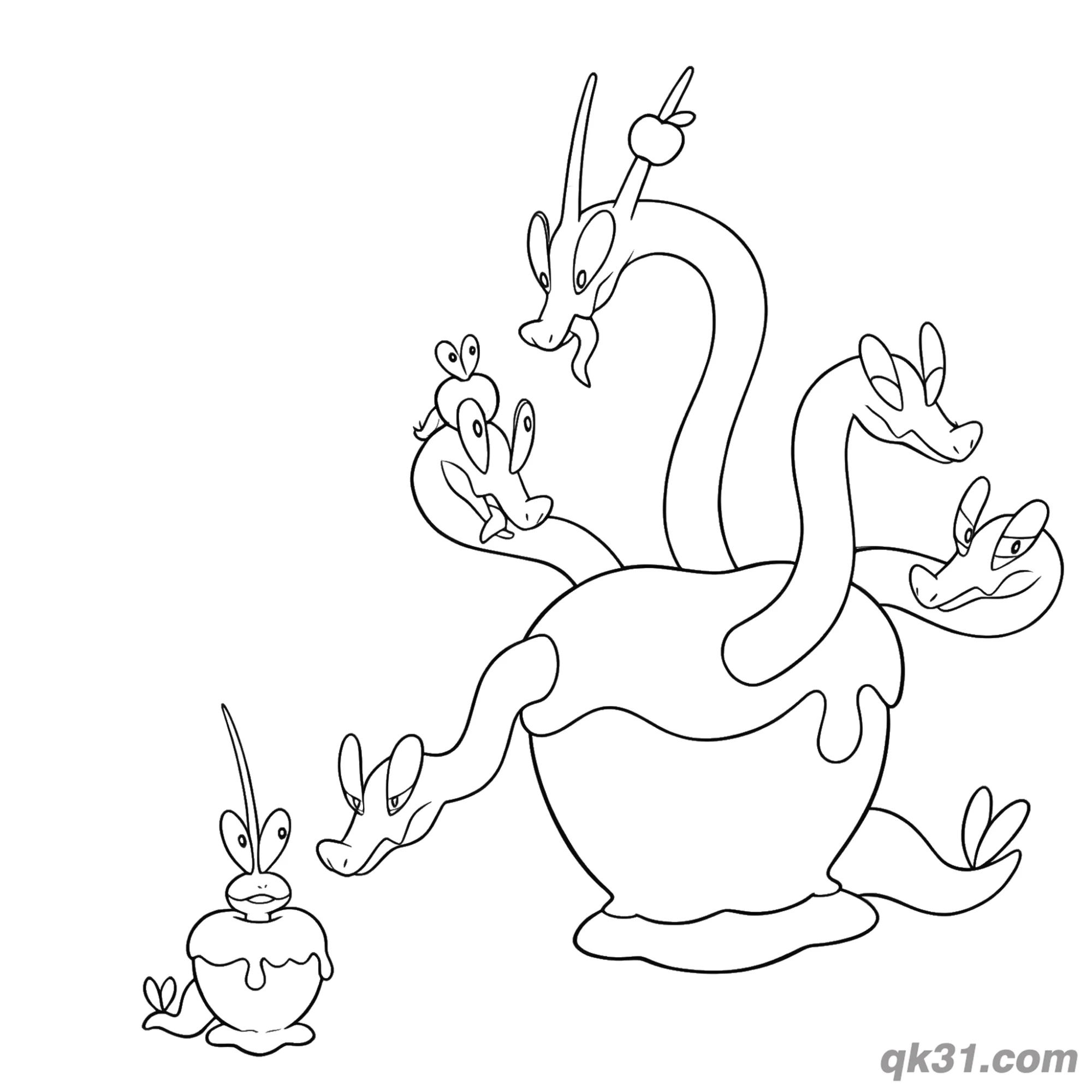 免费 蜜集大蛇与啃果虫体型对比简笔画涂色页 简笔画涂色页