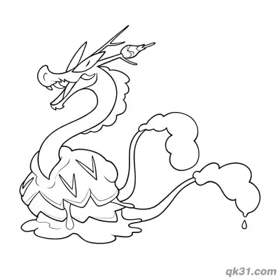 蜜集大蛇云雾尾侧身简笔画涂色页 – 免费可打印简笔画涂色画