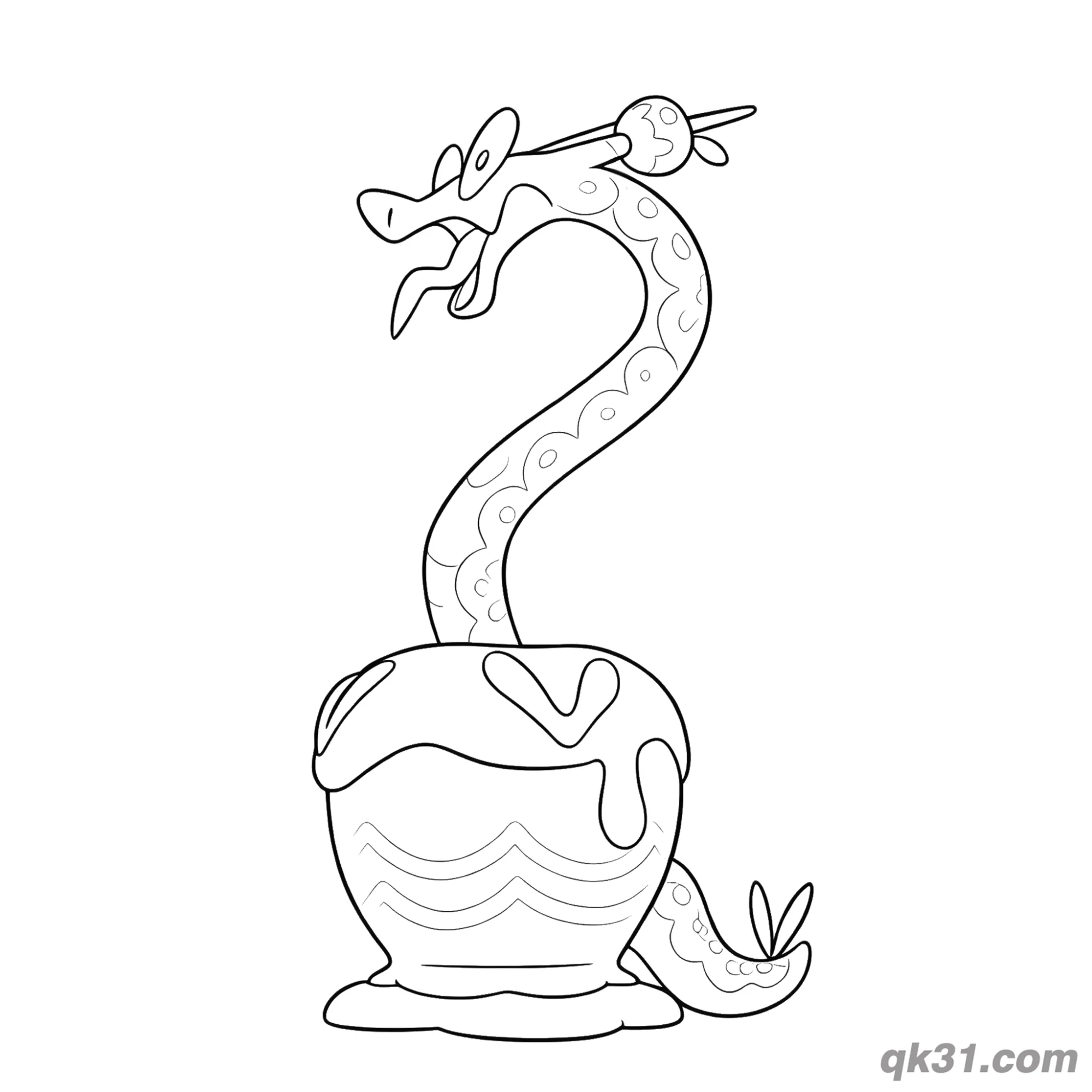 免费 蜜集大蛇单头花纹身简笔画涂色页 简笔画涂色页