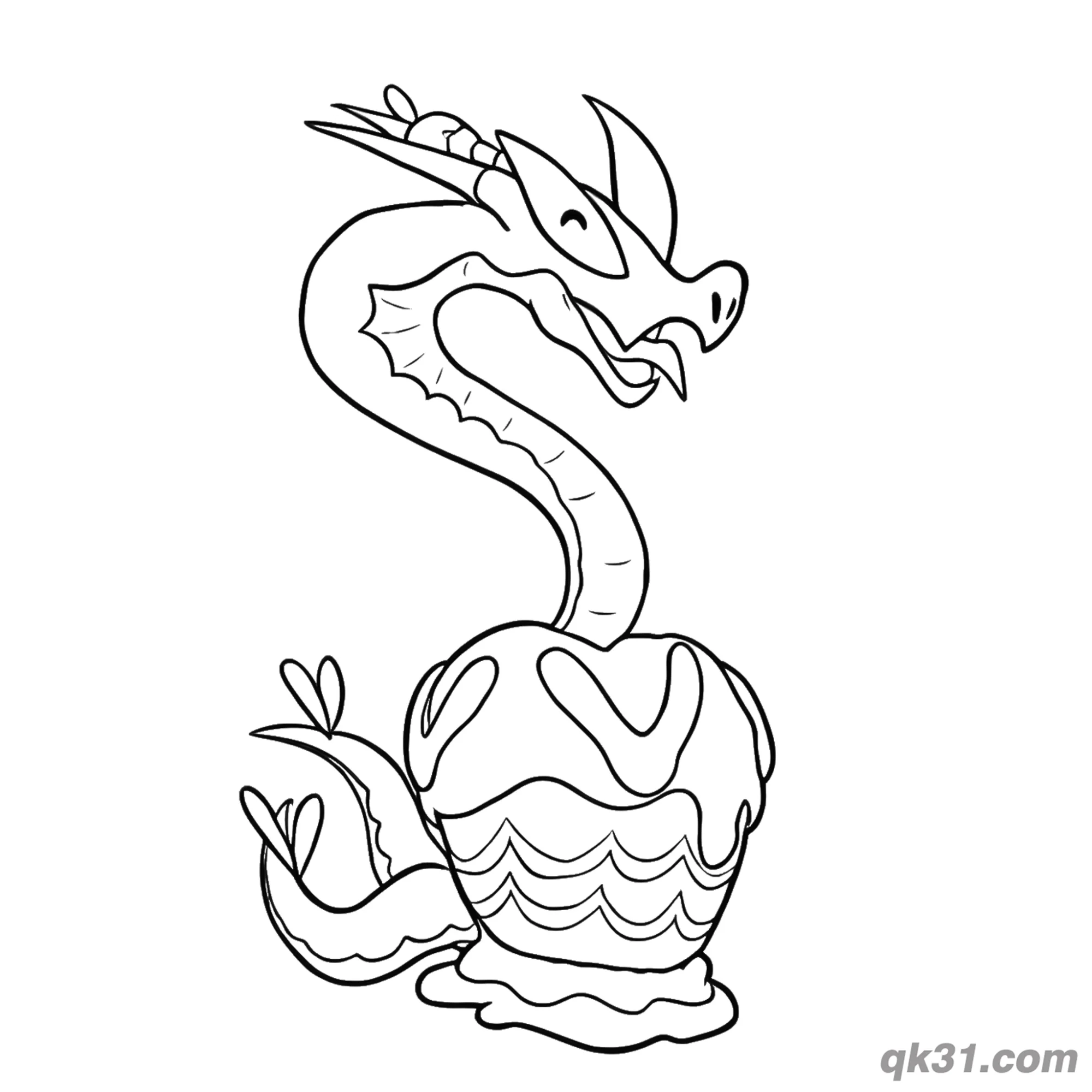 免费 蜜集大蛇单头S形颈简笔画涂色页 简笔画涂色页