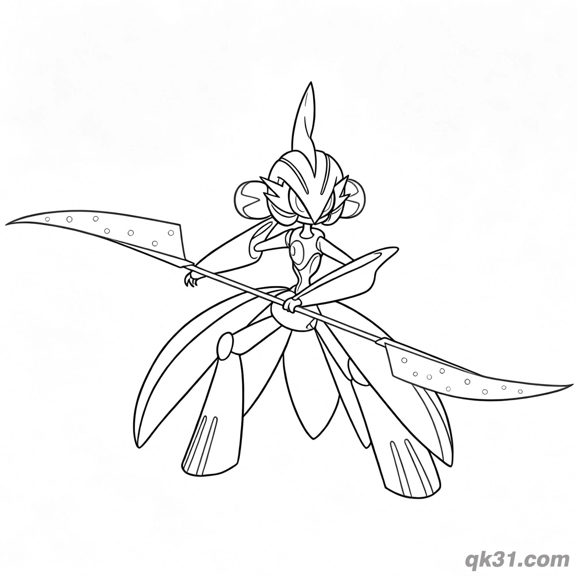 双镰刀铁武者涂色页简笔画涂色画 – 为儿童和成人提供的免费可打印简笔画涂色画