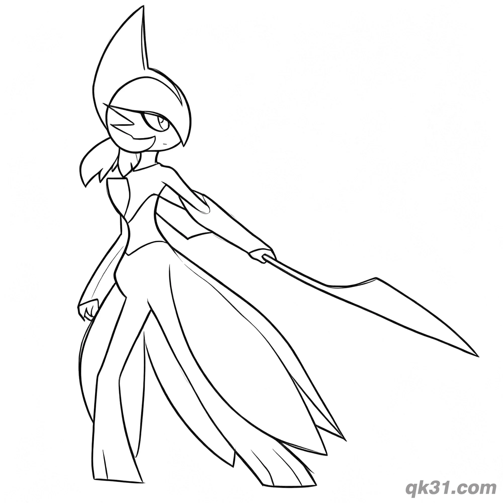 免费 沙奈朵风格持剑铁武者涂色页 简笔画涂色页
