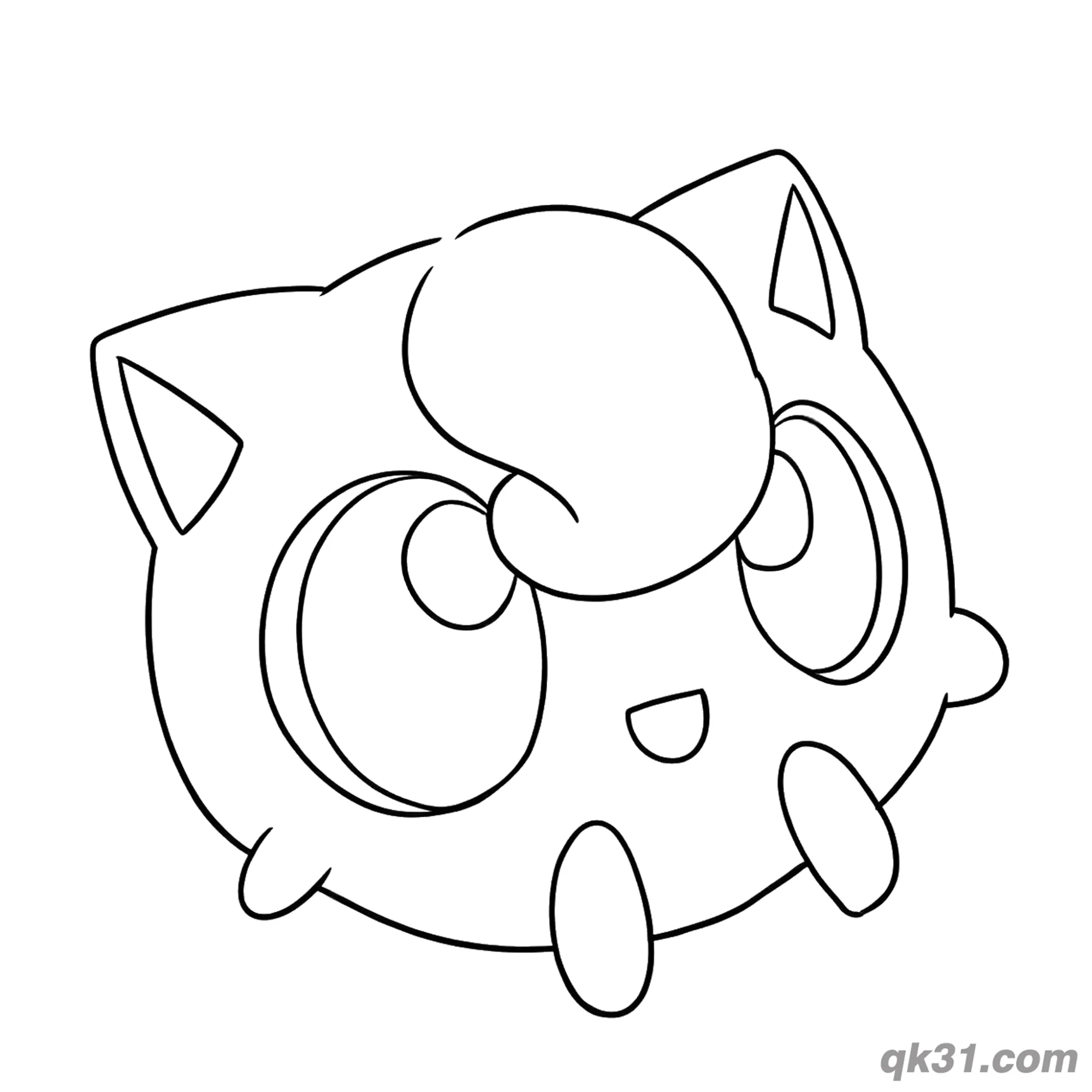 免费 可爱大眼胖丁简笔画涂色页 简笔画涂色页