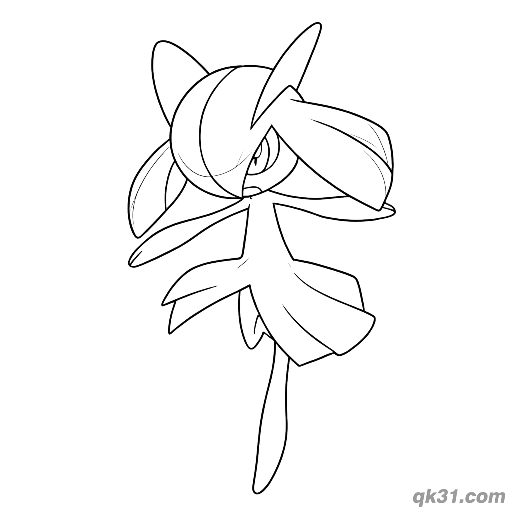 免费 奇鲁莉安飘逸长发侧颜简笔画涂色页 简笔画涂色页