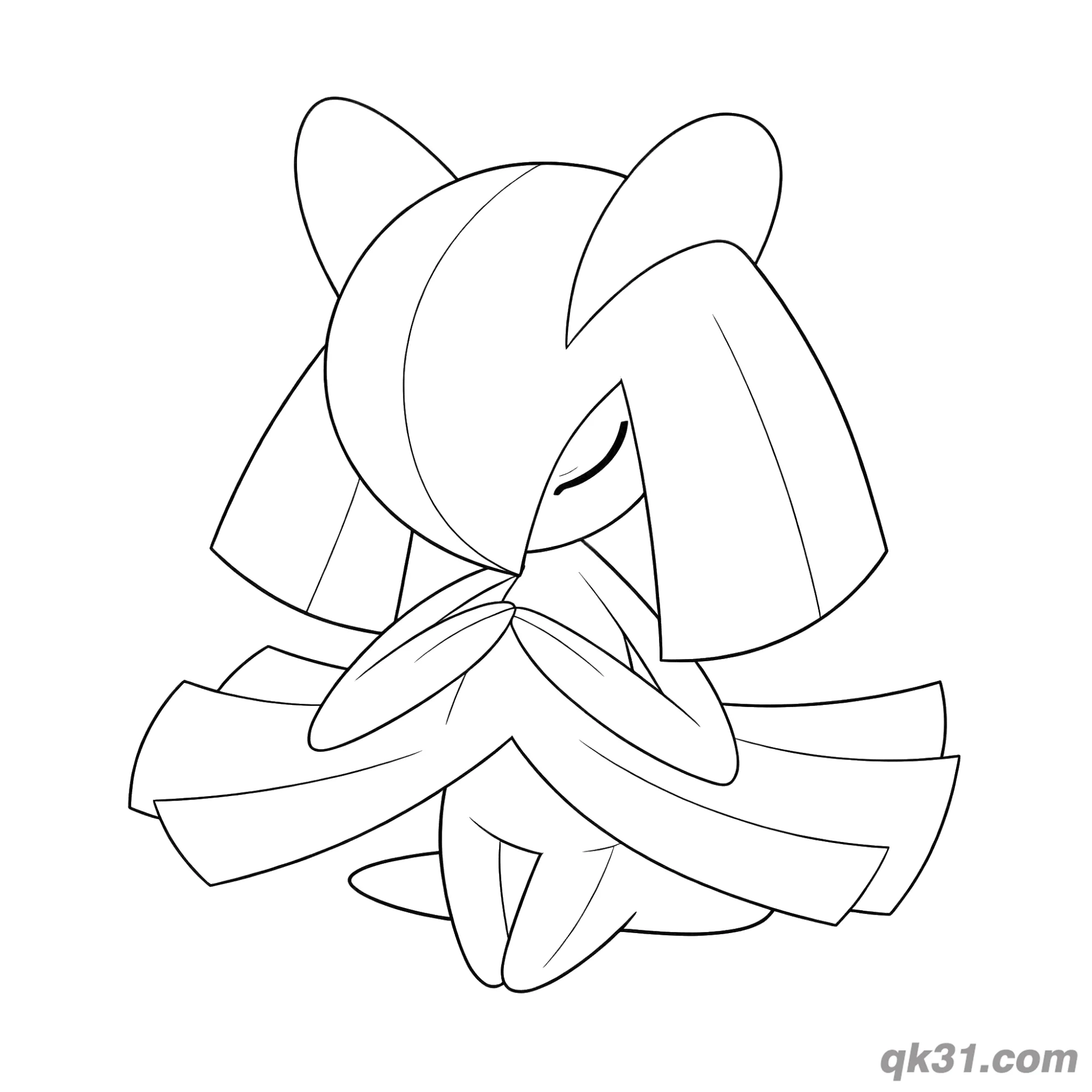 免费 奇鲁莉安闭眼冥想简笔画涂色页 简笔画涂色页