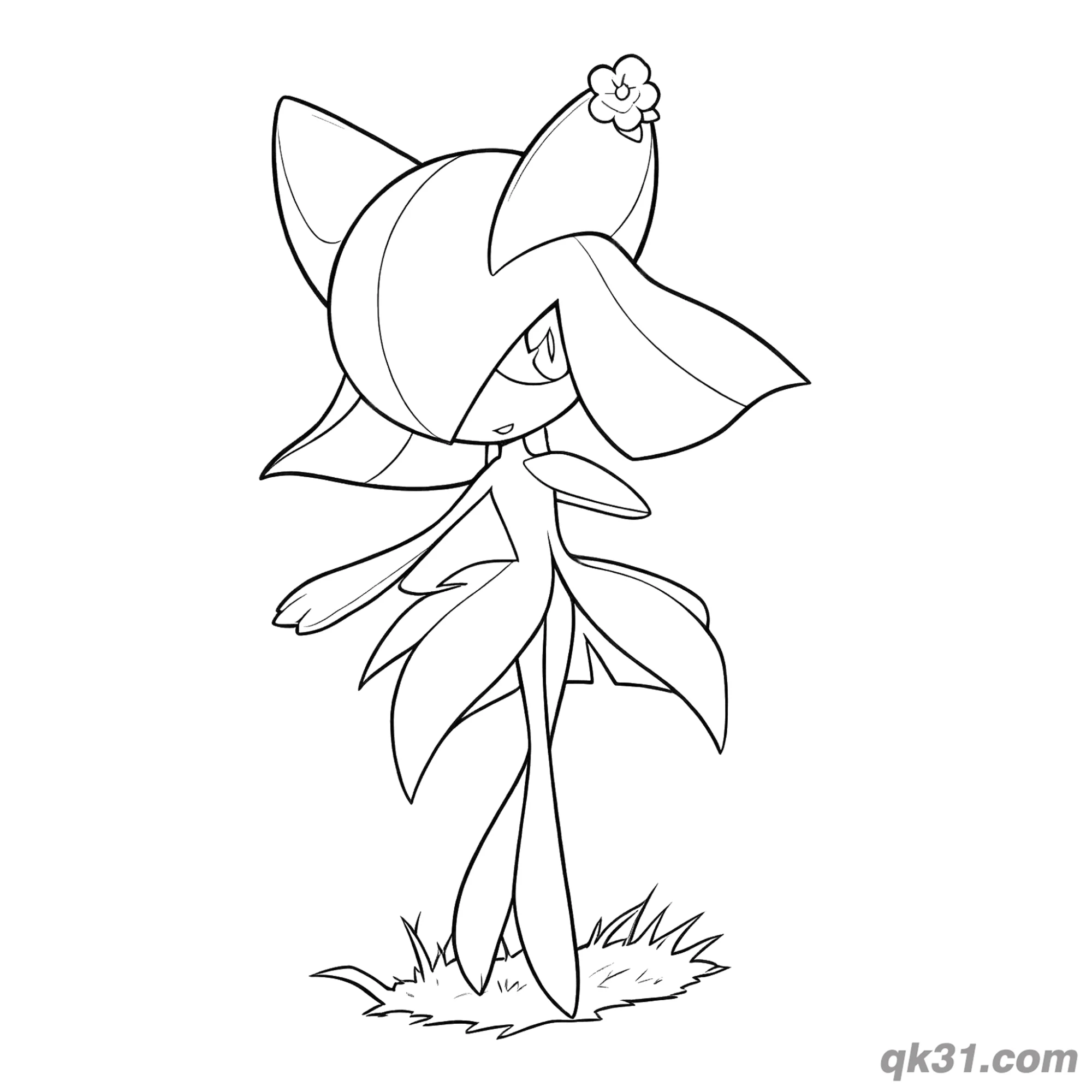 免费 奇鲁莉安头戴花朵简笔画涂色页 简笔画涂色页