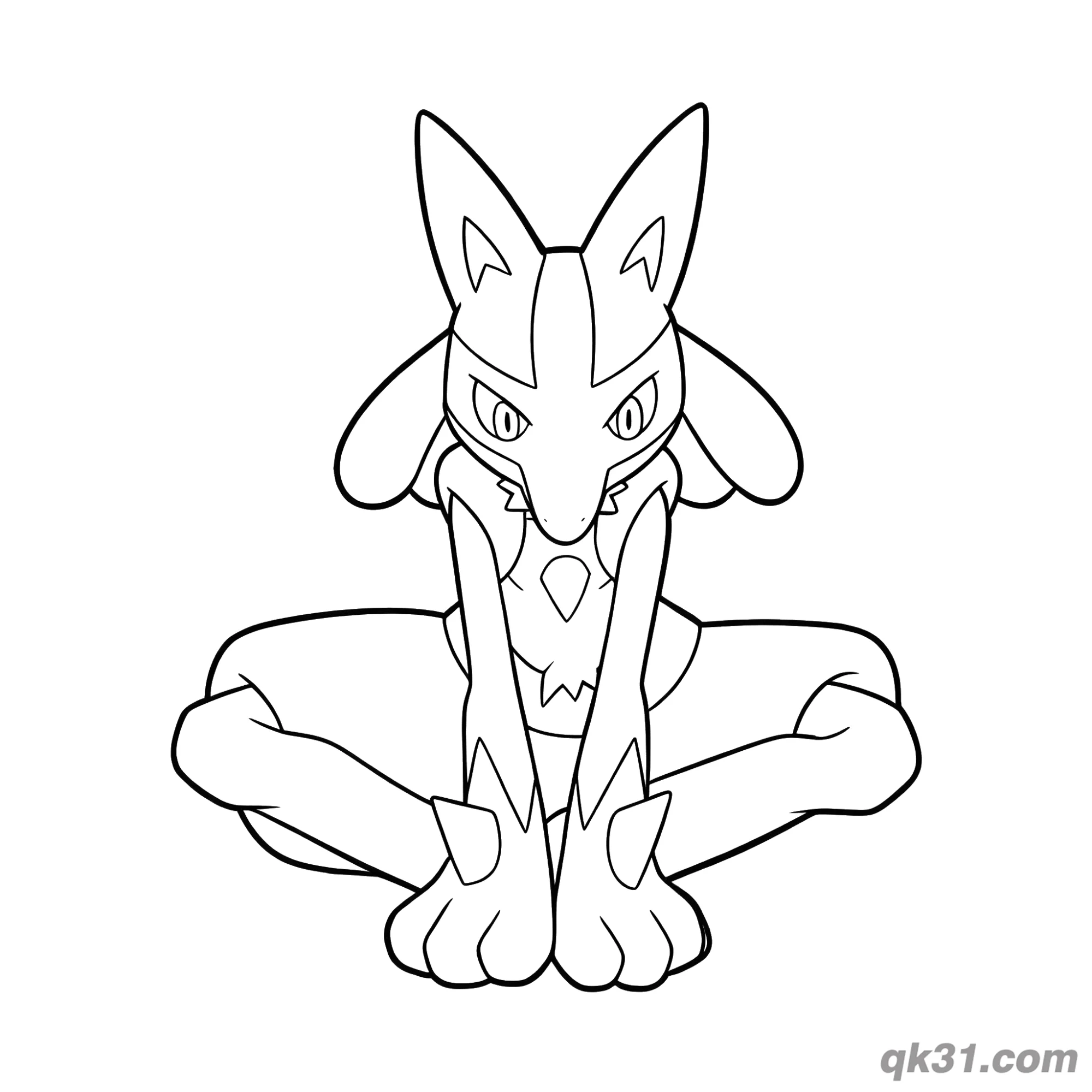免费 路卡利欧打坐冥想简笔画涂色页 简笔画涂色页