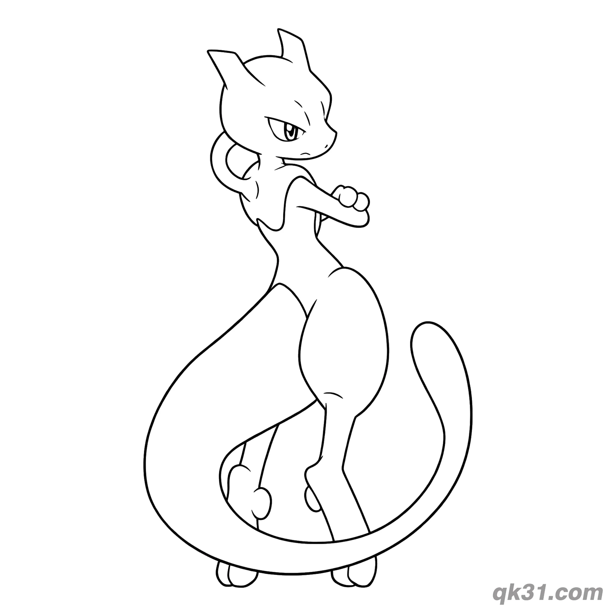 免费 经典对战超梦简笔画涂色页 简笔画涂色页