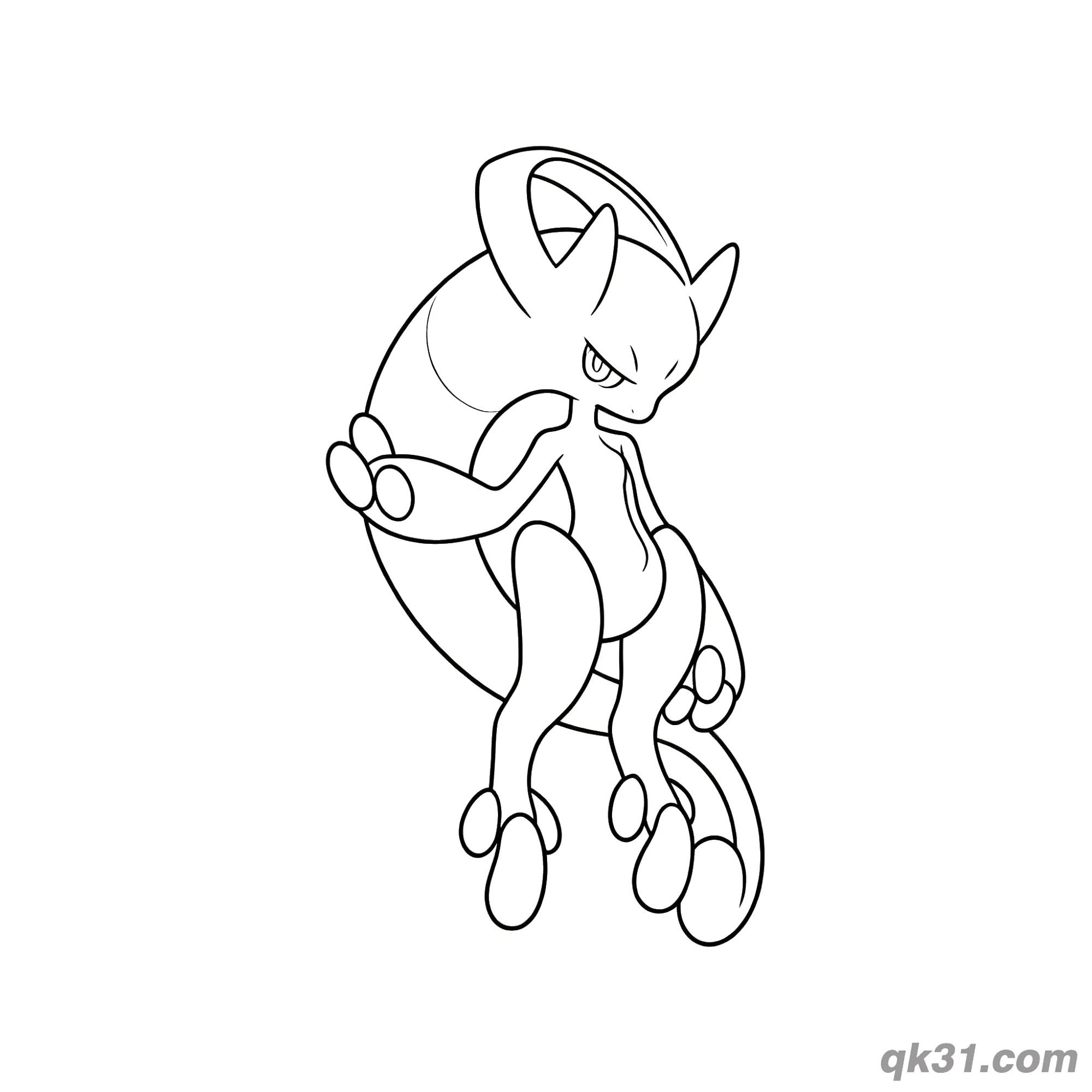 免费 超梦Y超级进化动态跳跃简笔画涂色页 简笔画涂色页