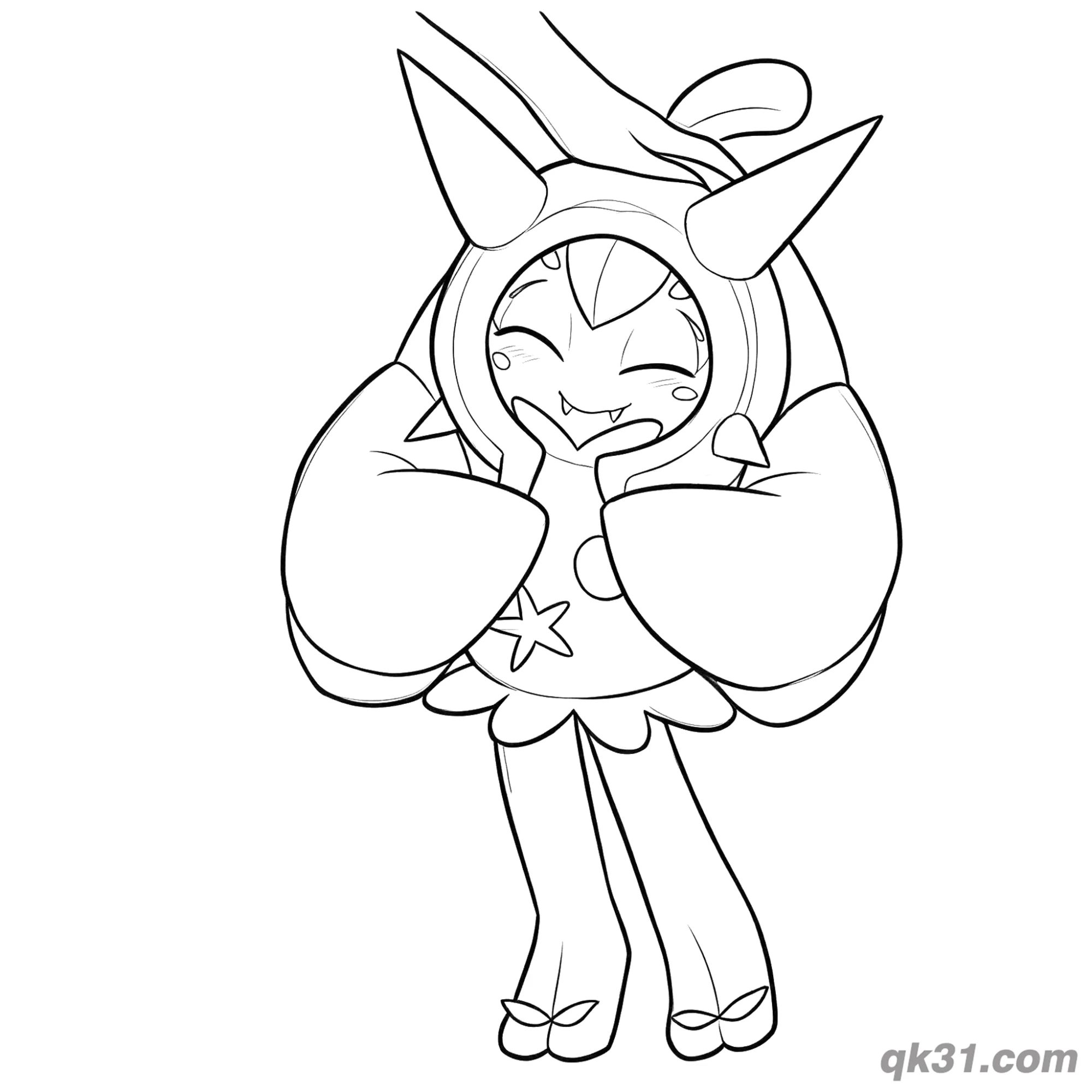 免费 厄诡椪开心咯咯笑简笔画涂色页 简笔画涂色页
